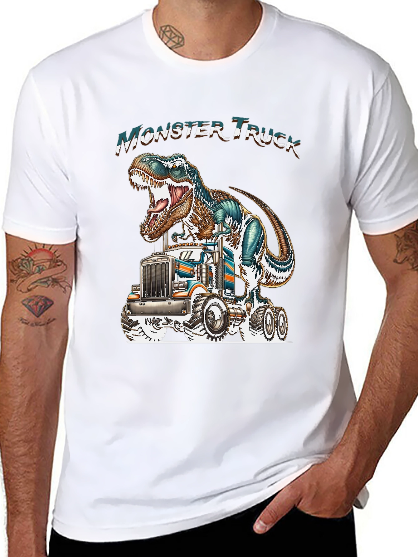Monster Truck Dinosaur Graphic Tee
