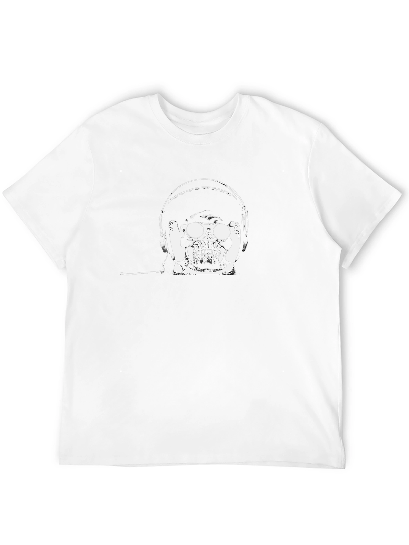 Skull with Headphones Black T-Shirt