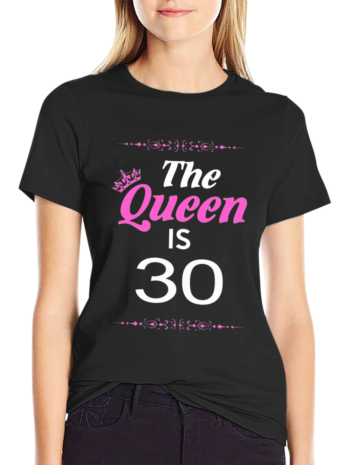 Queen is 30 Black Graphic Tee