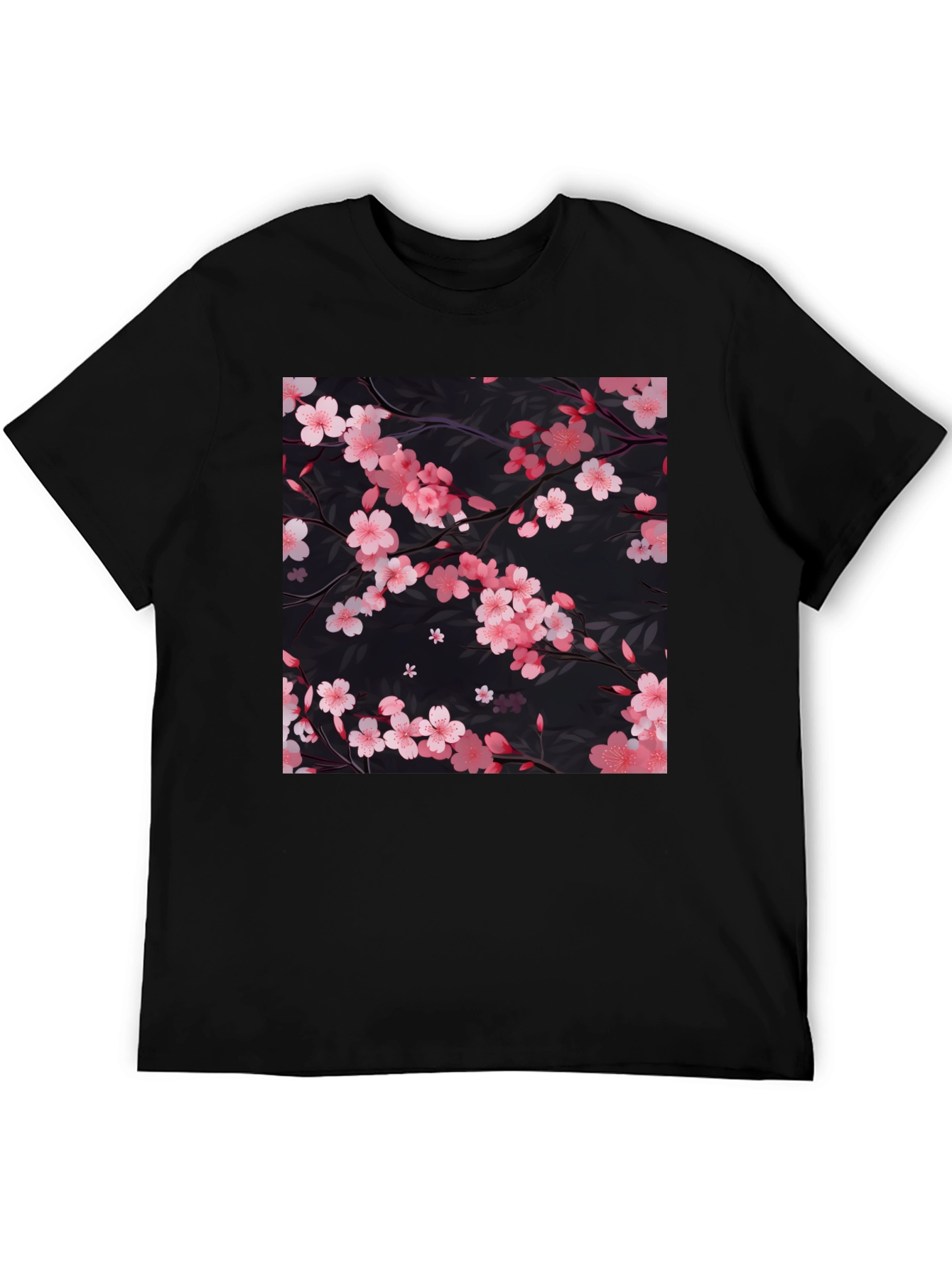Cherry Blossom Print Black T-Shirt