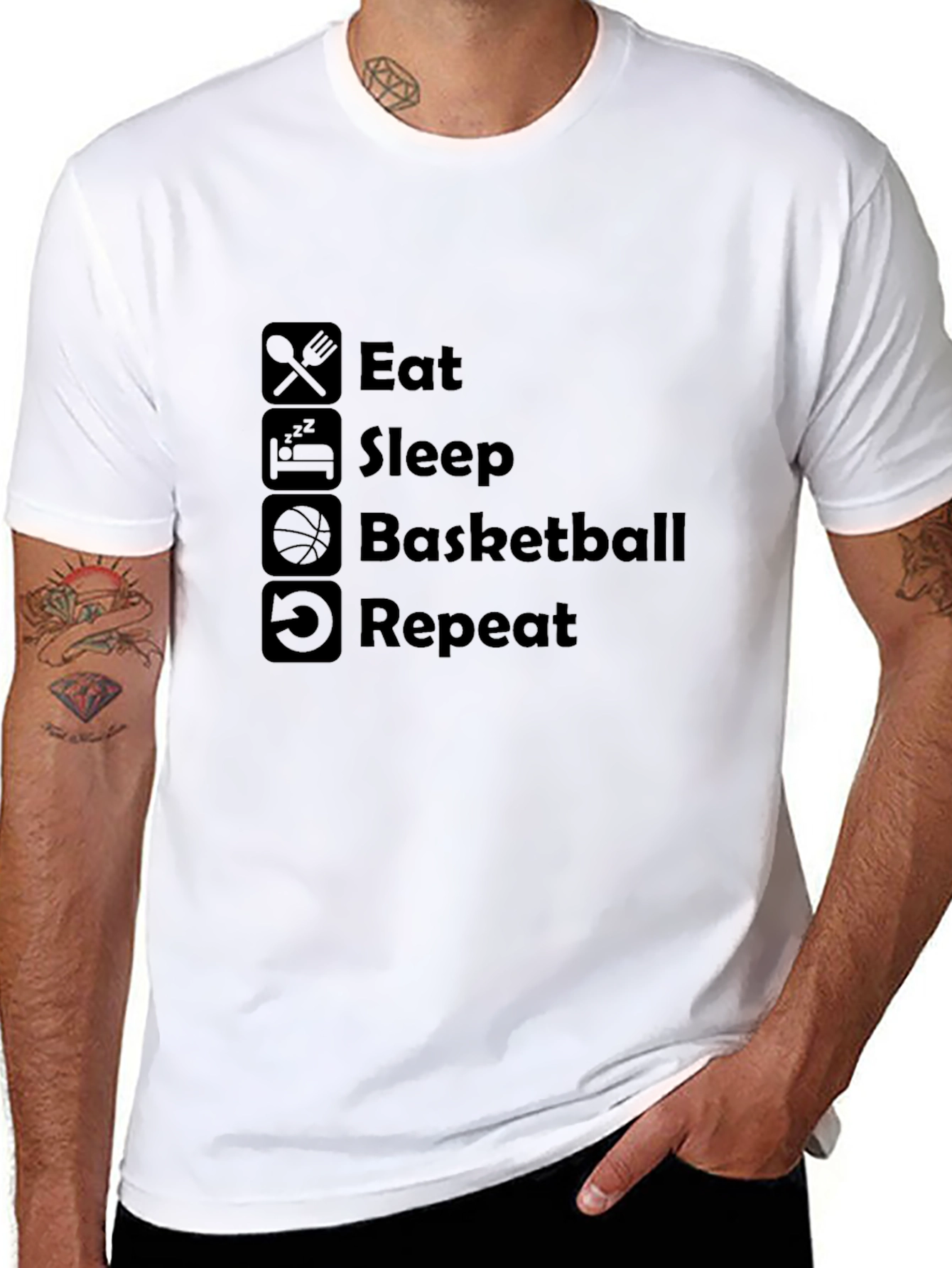 Eat Sleep Basketball Repeat Black T-Shirt