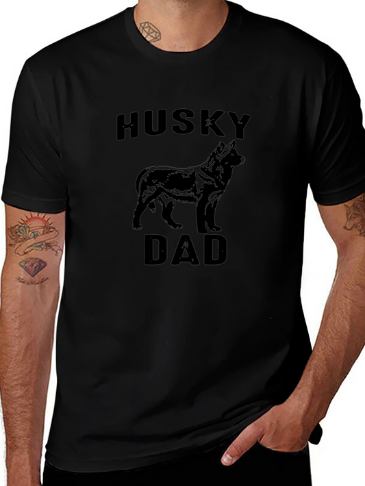 Husky Dad Black Graphic Tee Shirt