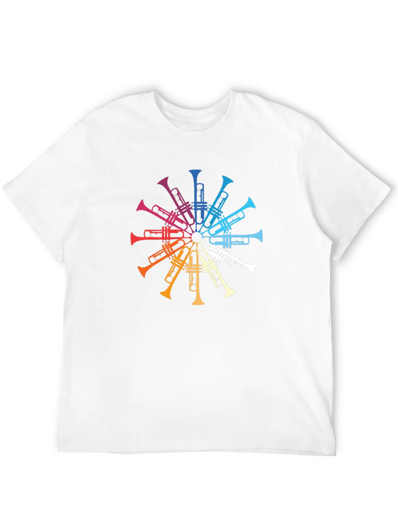 Rainbow Trumpet Circle Graphic Tee - Black T-Shirt