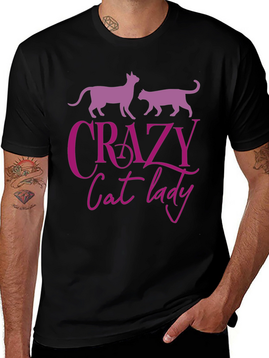 Crazy Cat Lady T-Shirt - Black Tee with Fun Cat Graphic