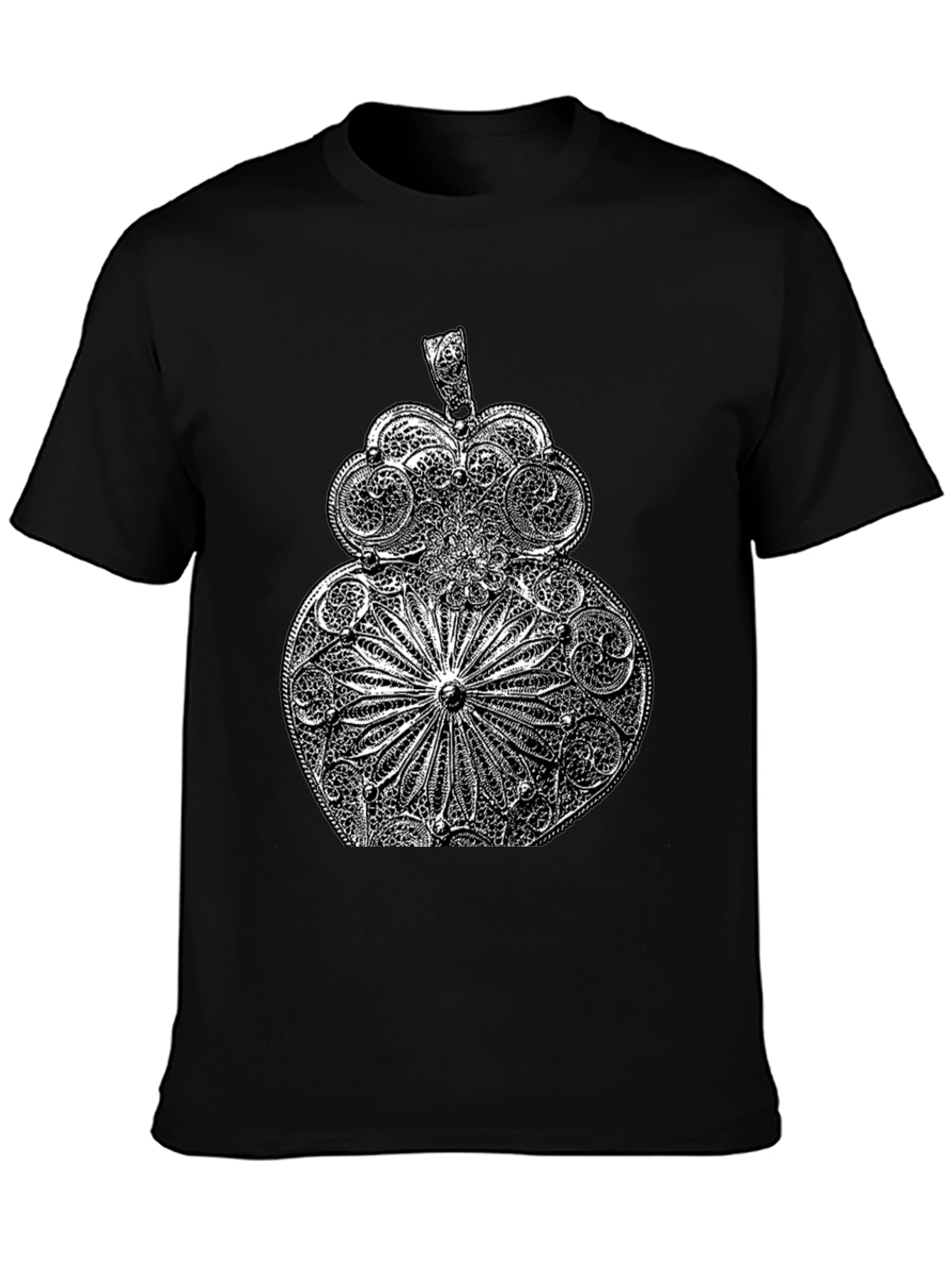 Ornate Filigree Design Black T-Shirt