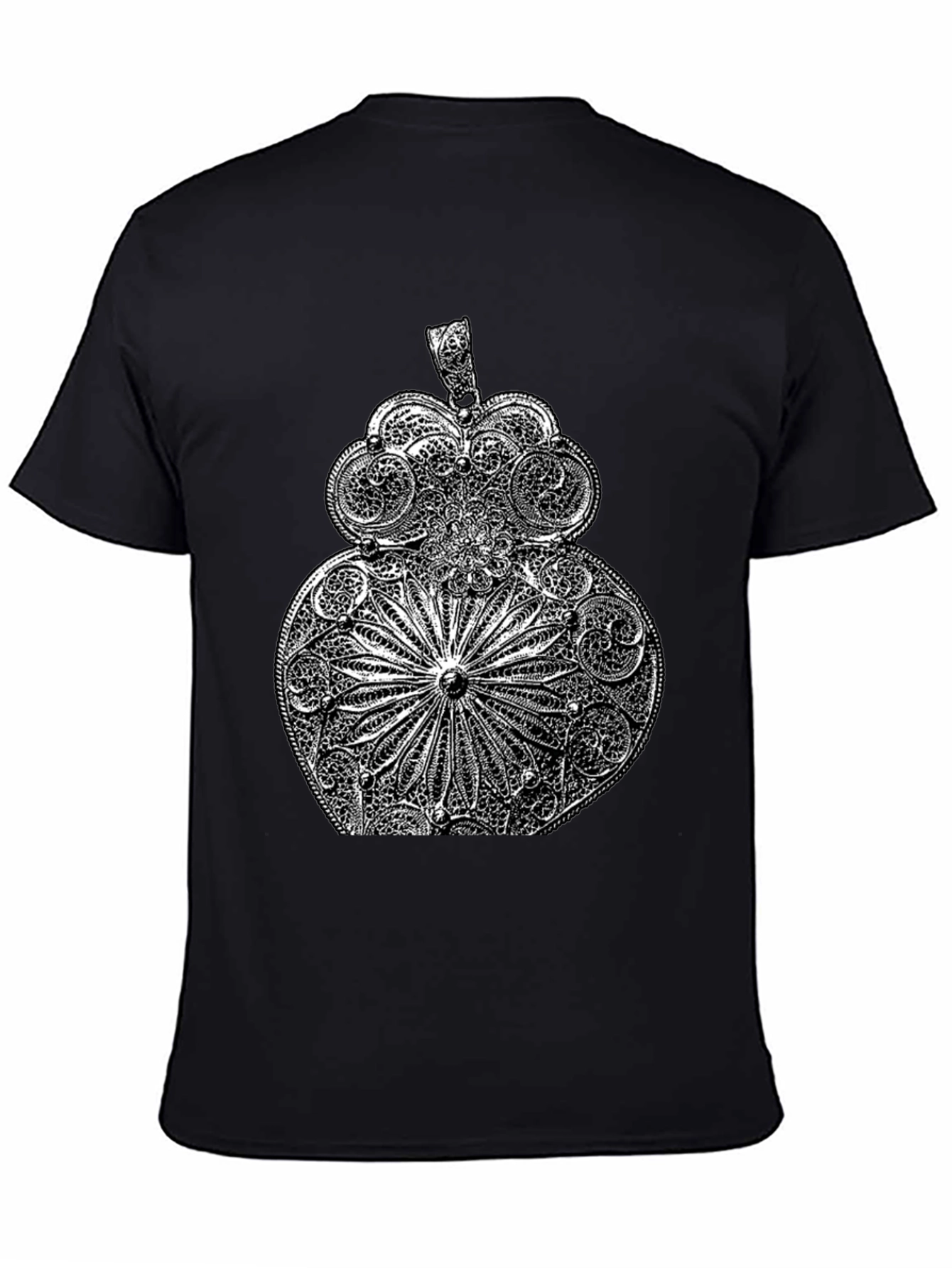 Ornate Filigree Design Black T-Shirt