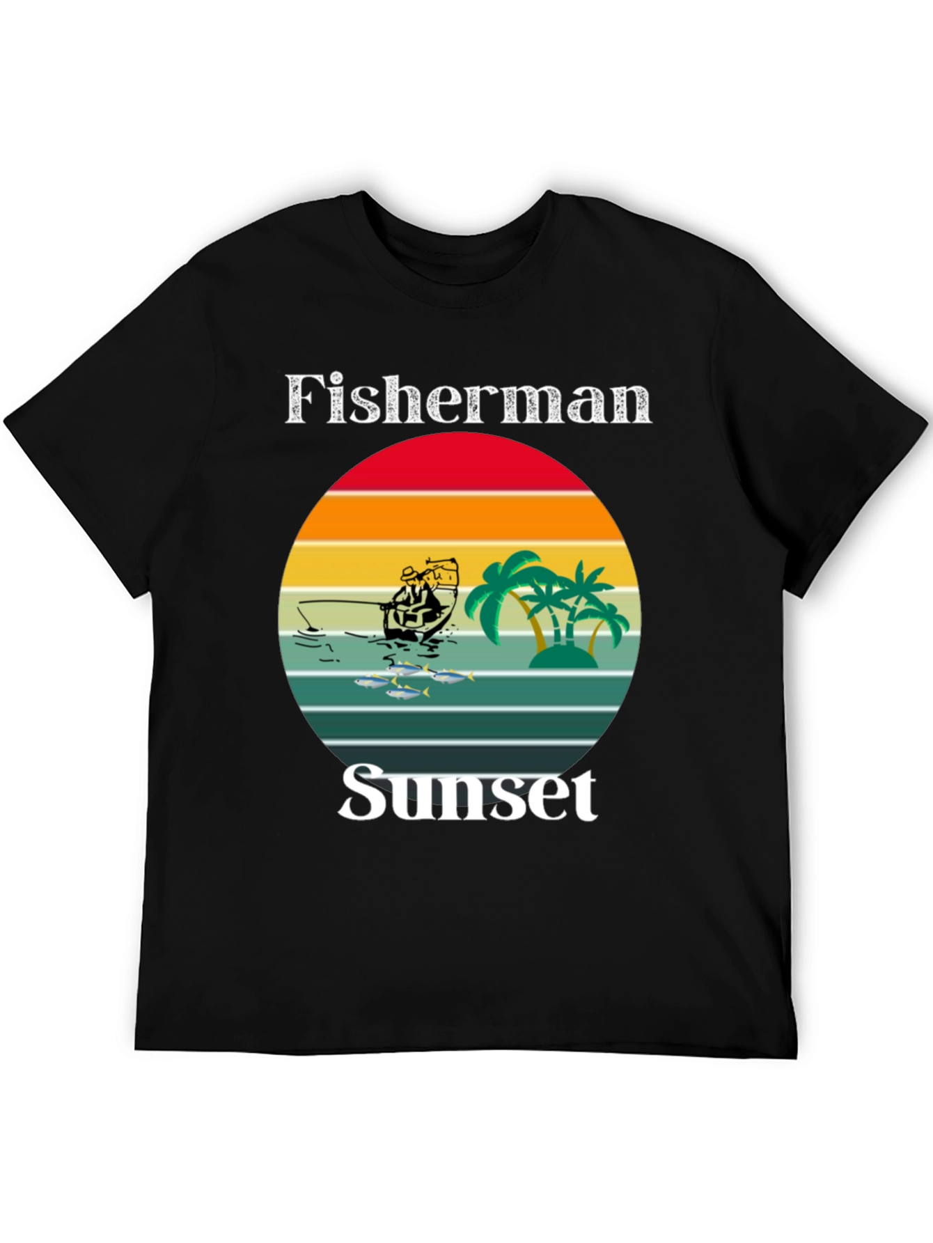 Fisherman Sunset Graphic T-Shirt