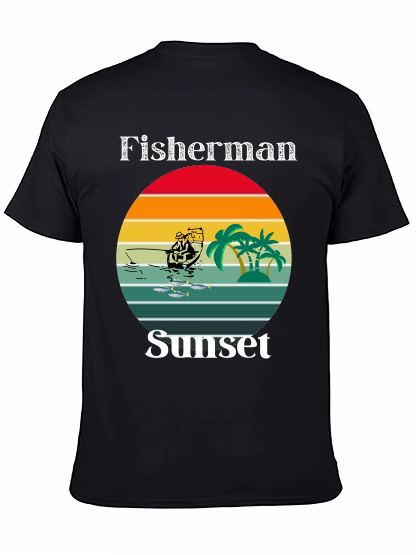 Fisherman Sunset Graphic T-Shirt