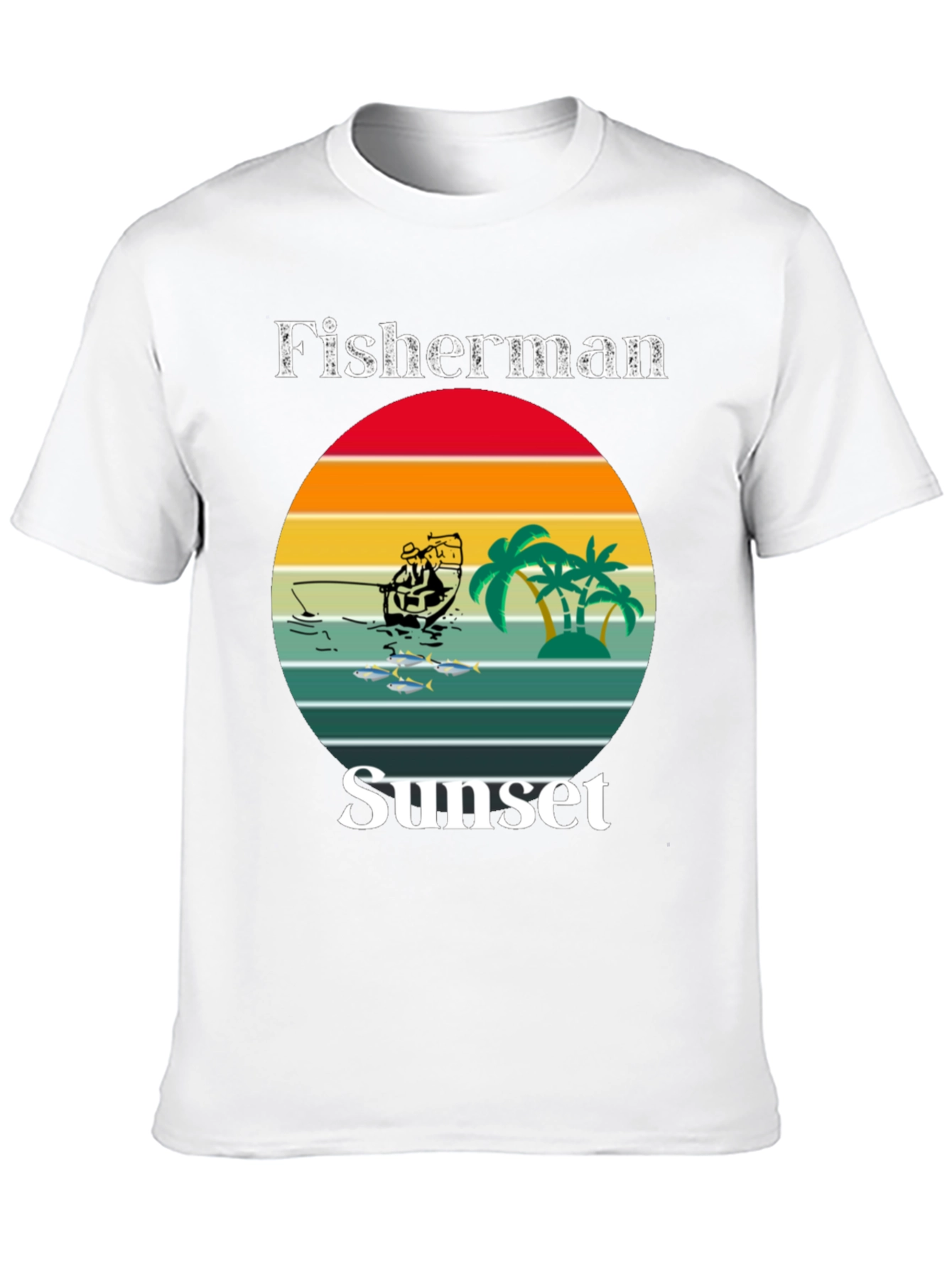 Fisherman Sunset Graphic T-Shirt