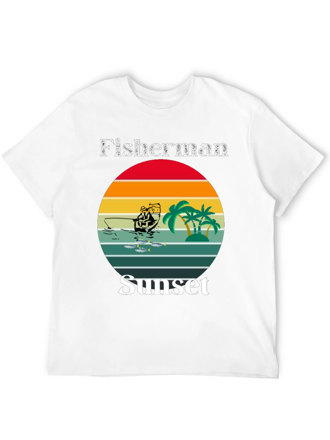 Fisherman Sunset Graphic T-Shirt