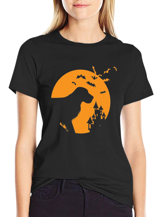 Halloween Dog Silhouette Black T-Shirt