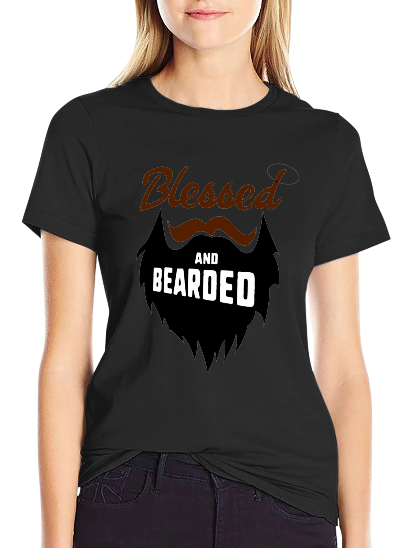 Blessed and Bearded Black Graphic T-Shirt