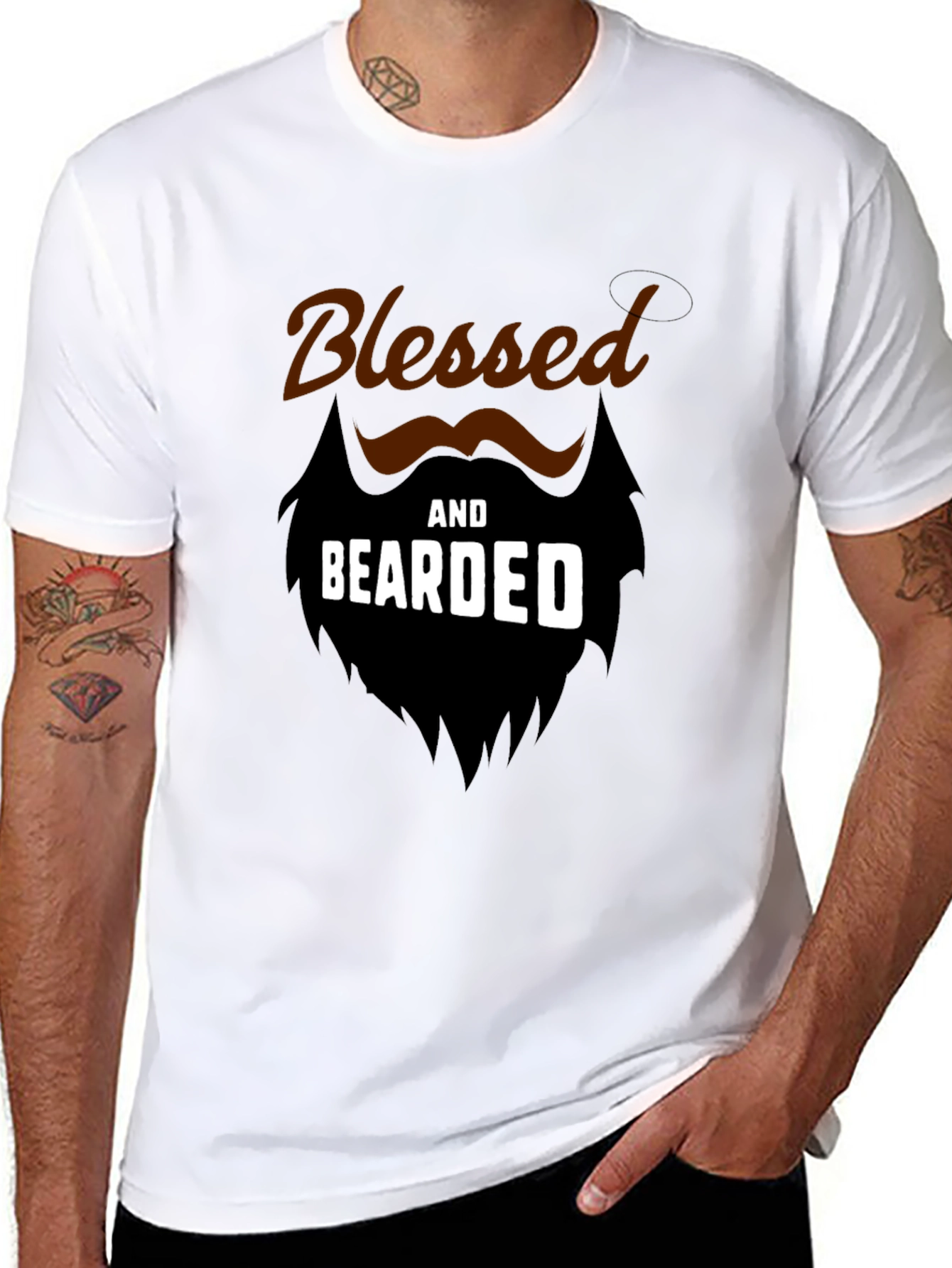 Blessed and Bearded Black Graphic T-Shirt