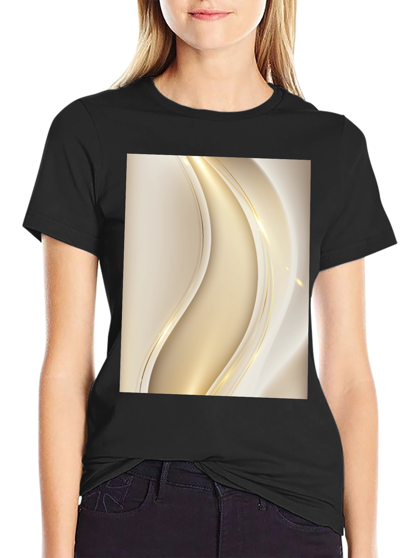 Elegant Abstract Design Black T-Shirt