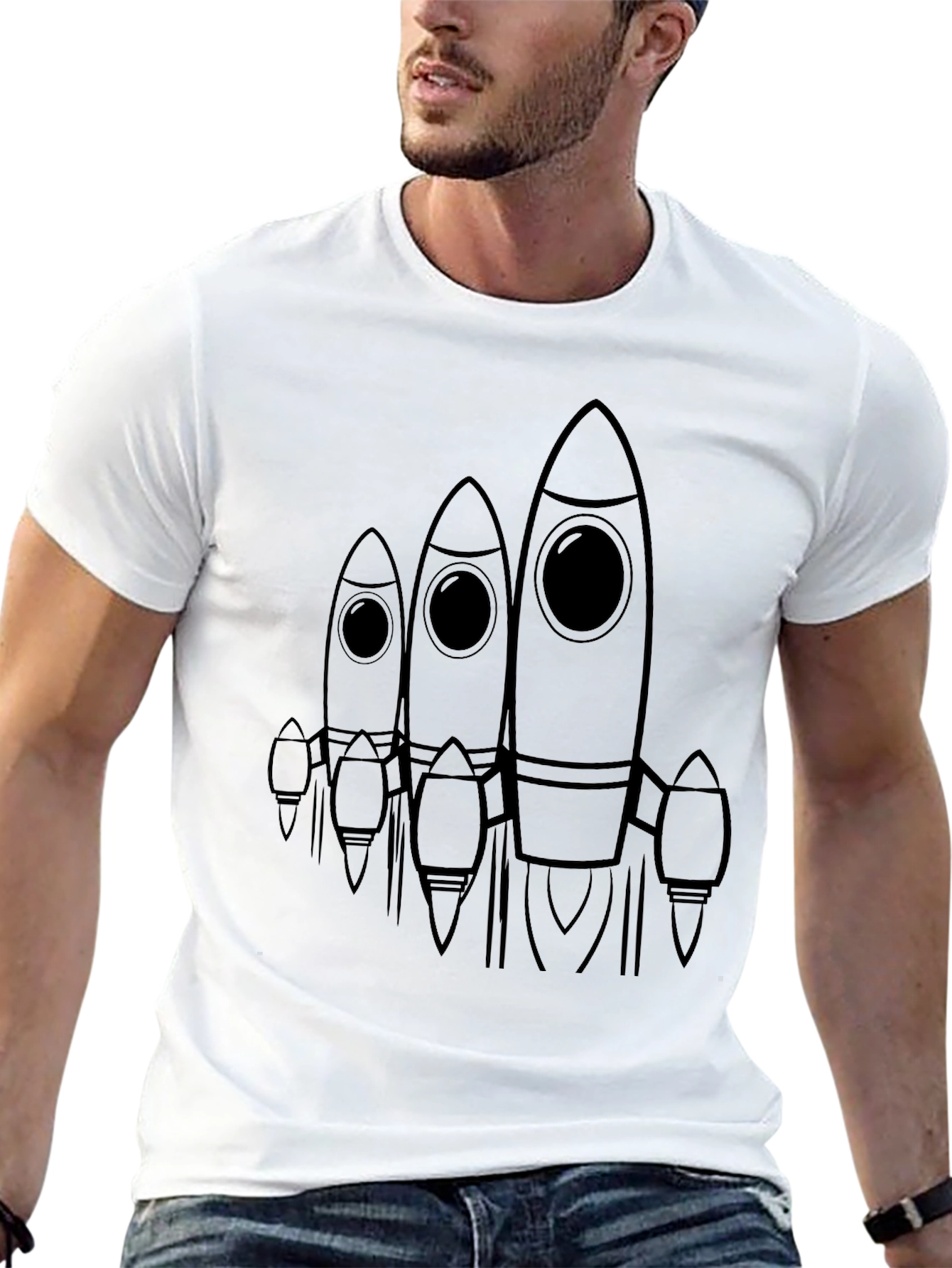 Rocket Graphic Tee - Black Cotton Casual Wear