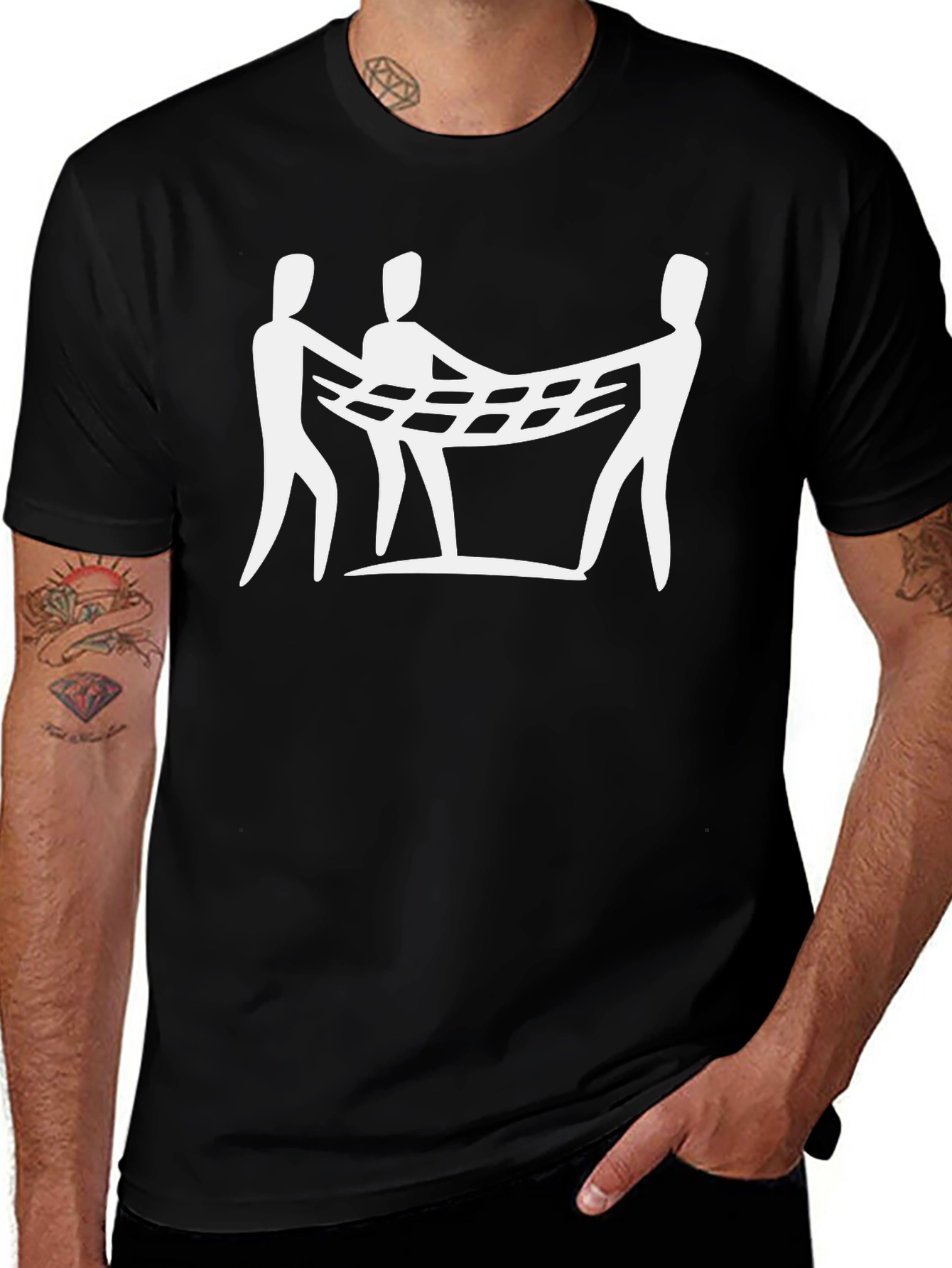 Abstract Net Carrier Black T-Shirt