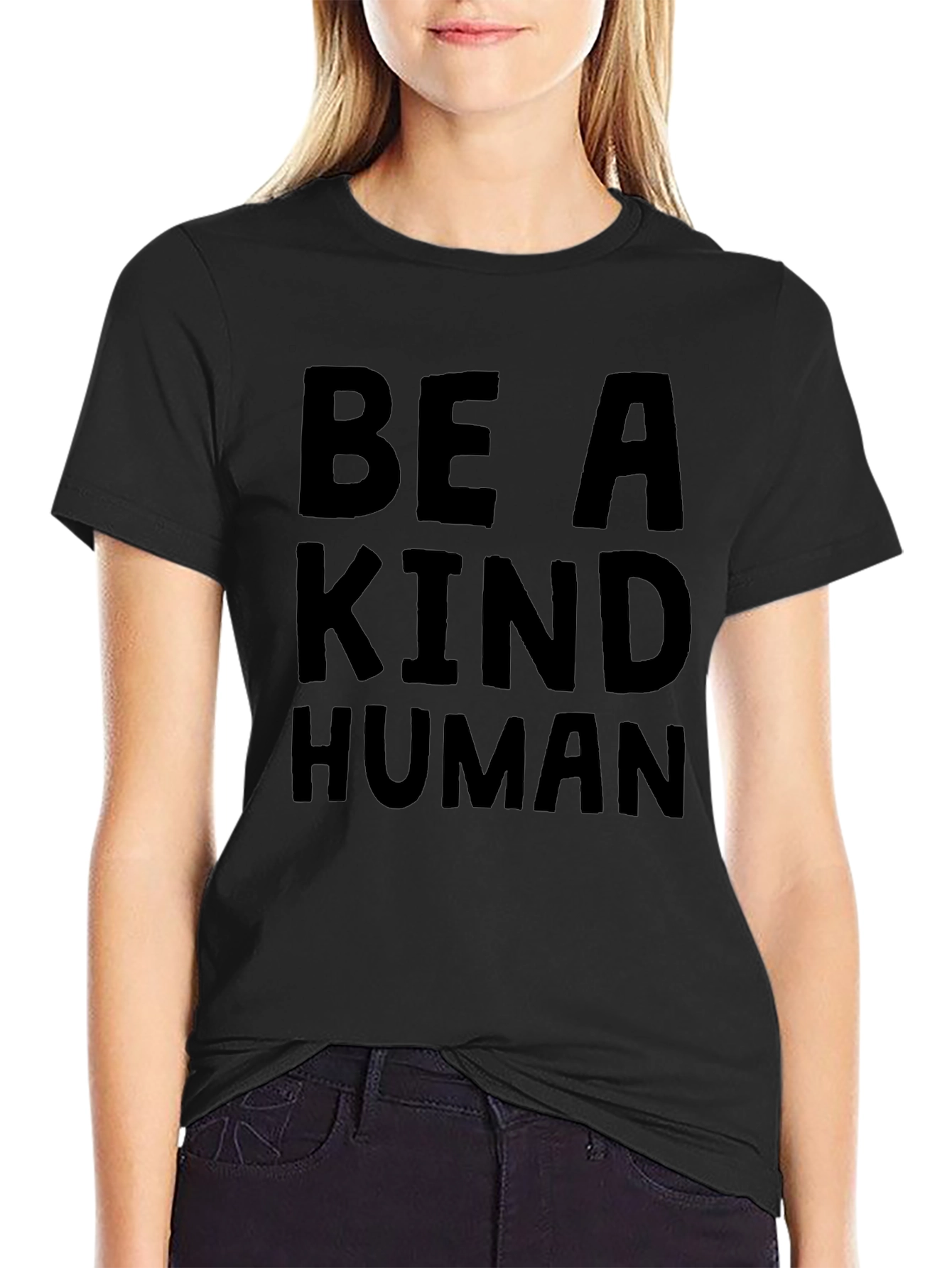 Be A Kind Human Black Graphic T-Shirt