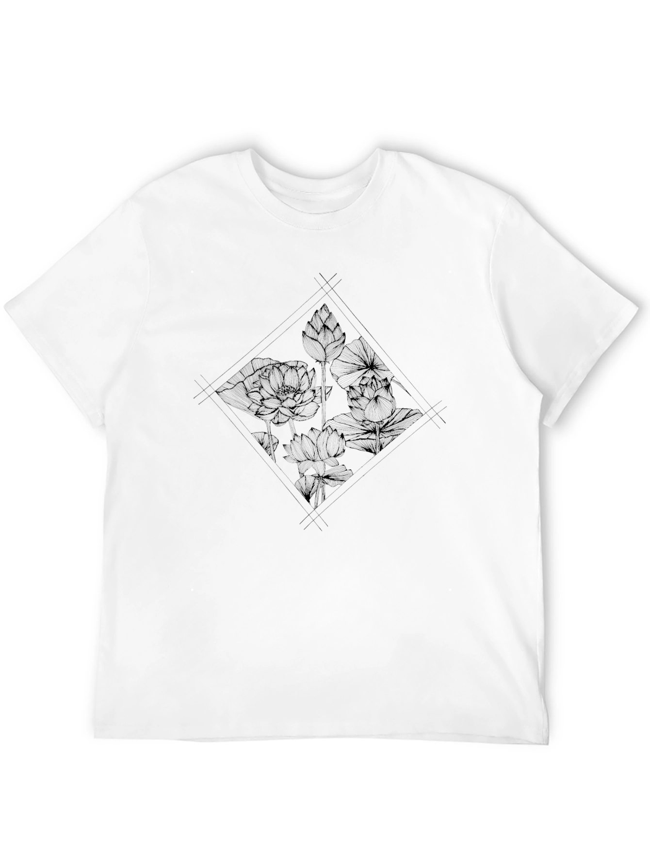 Black Floral Diamond Graphic T-Shirt