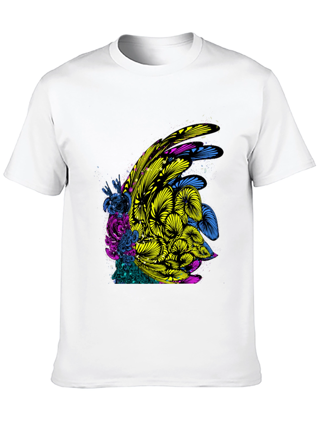 Abstract Floral Graphic Print Black T-Shirt