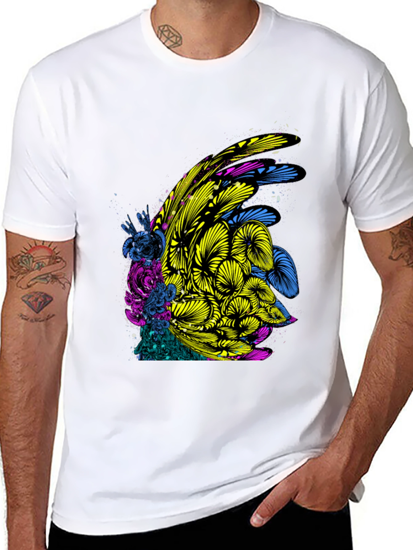 Abstract Floral Graphic Print Black T-Shirt
