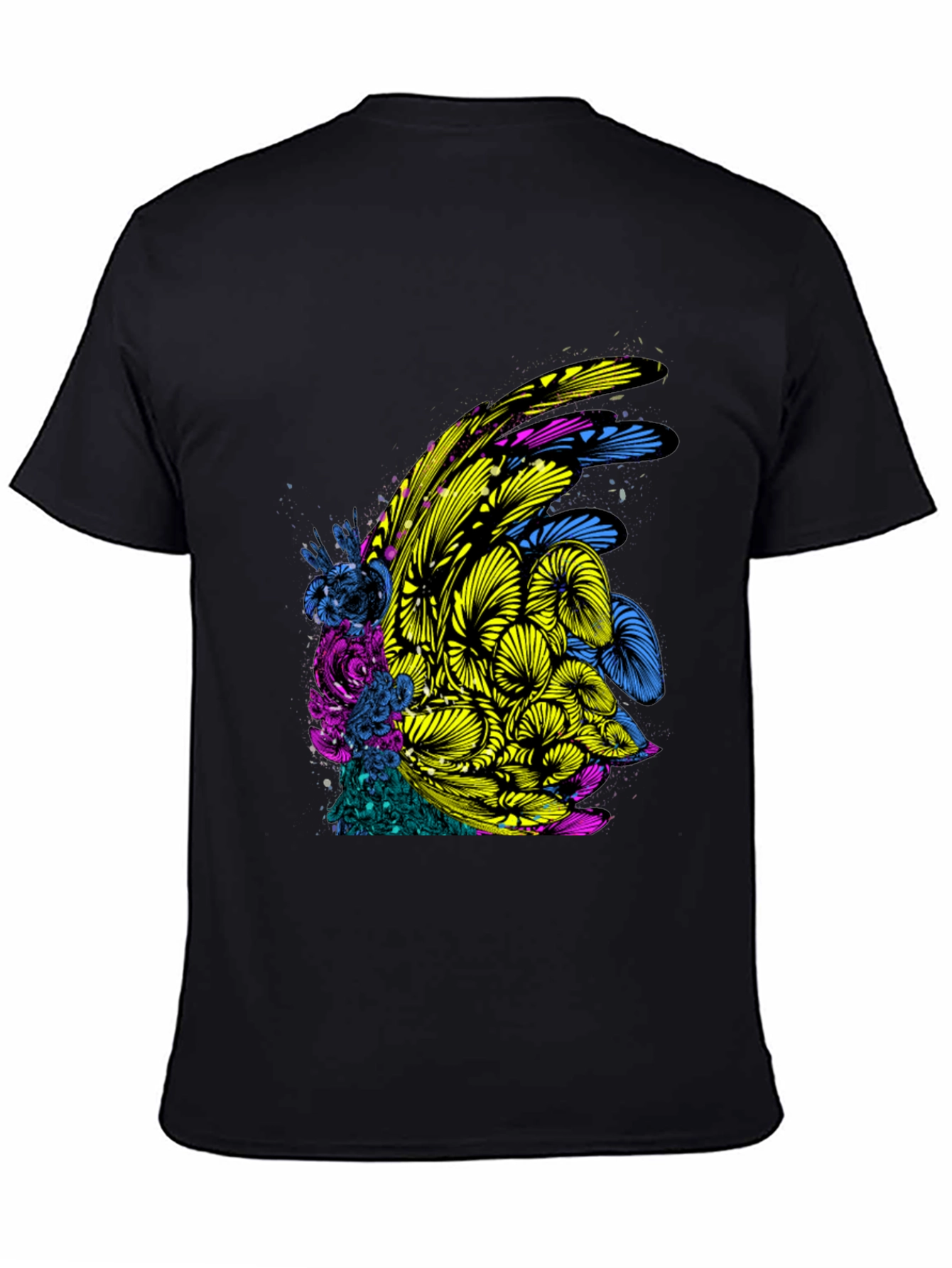Abstract Floral Graphic Print Black T-Shirt