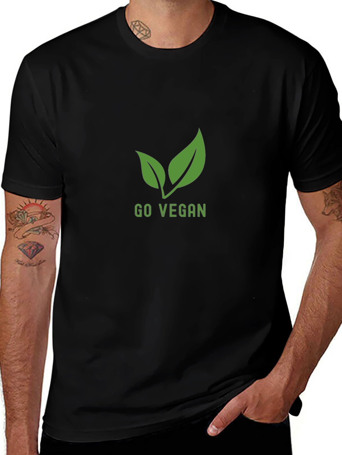 Go Vegan Black T-Shirt Plant Based Tee
