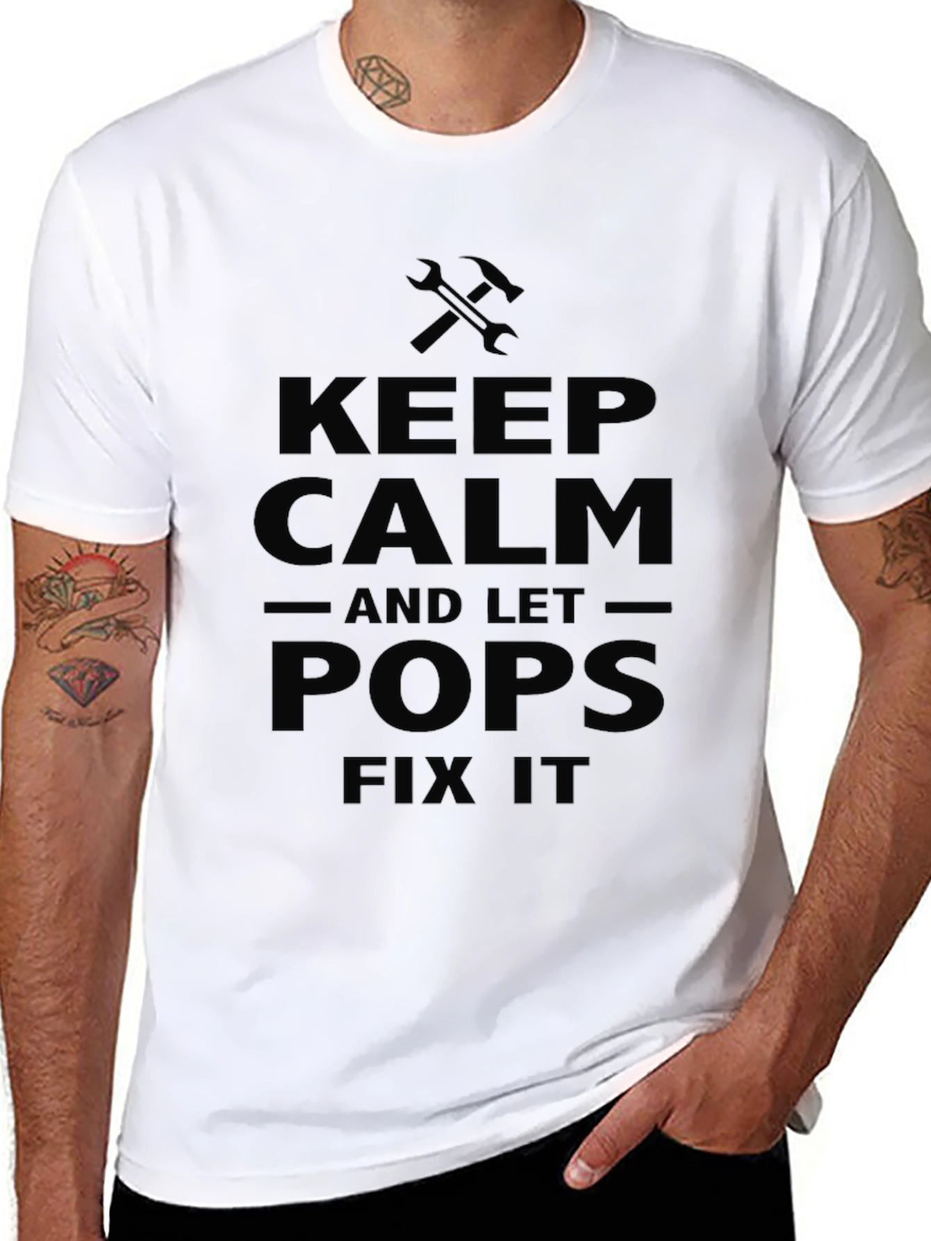 Keep Calm Pops Fix It Black Graphic Tee