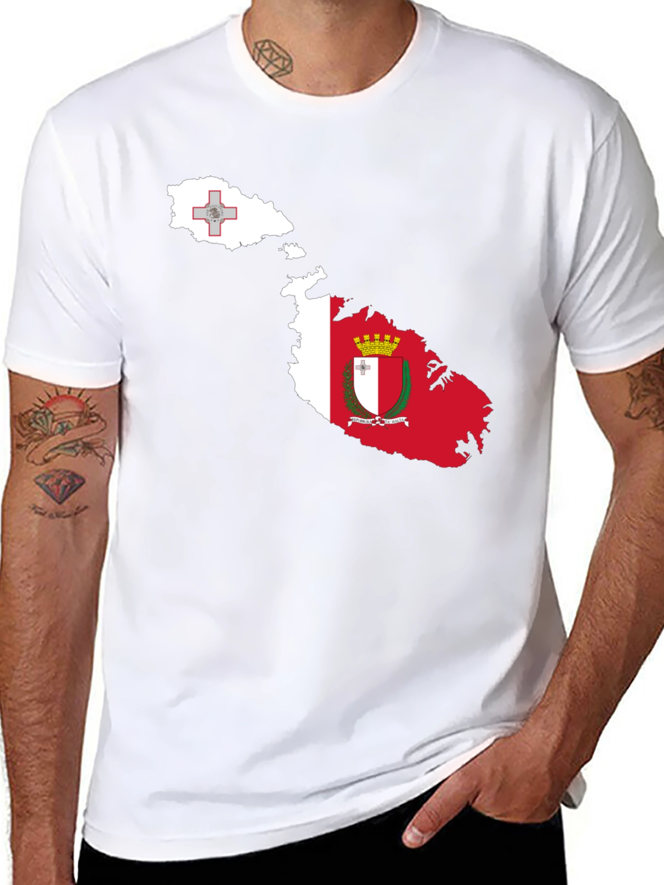 Malta Flag Map T-Shirt - Black