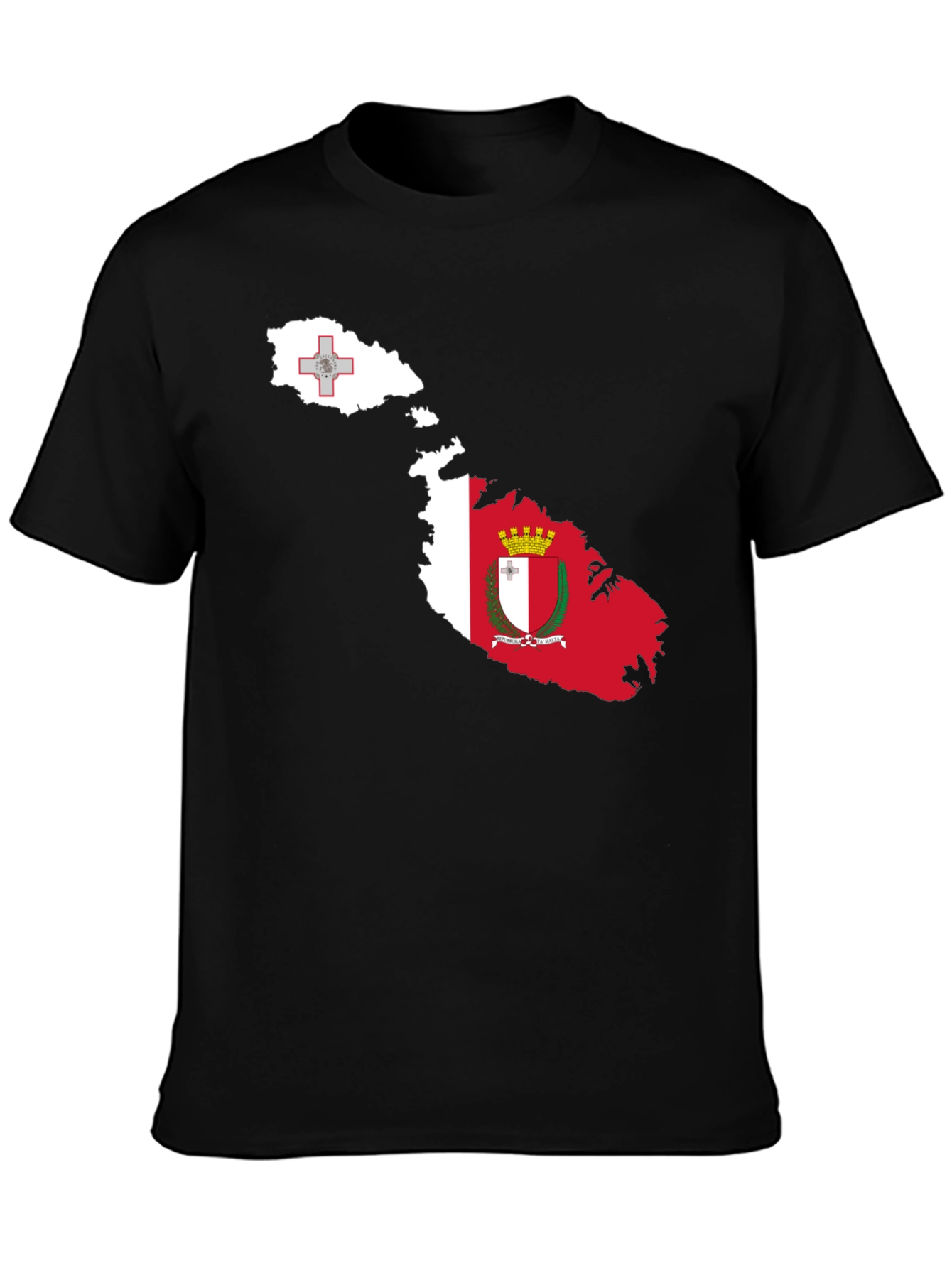 Malta Flag Map T-Shirt - Black