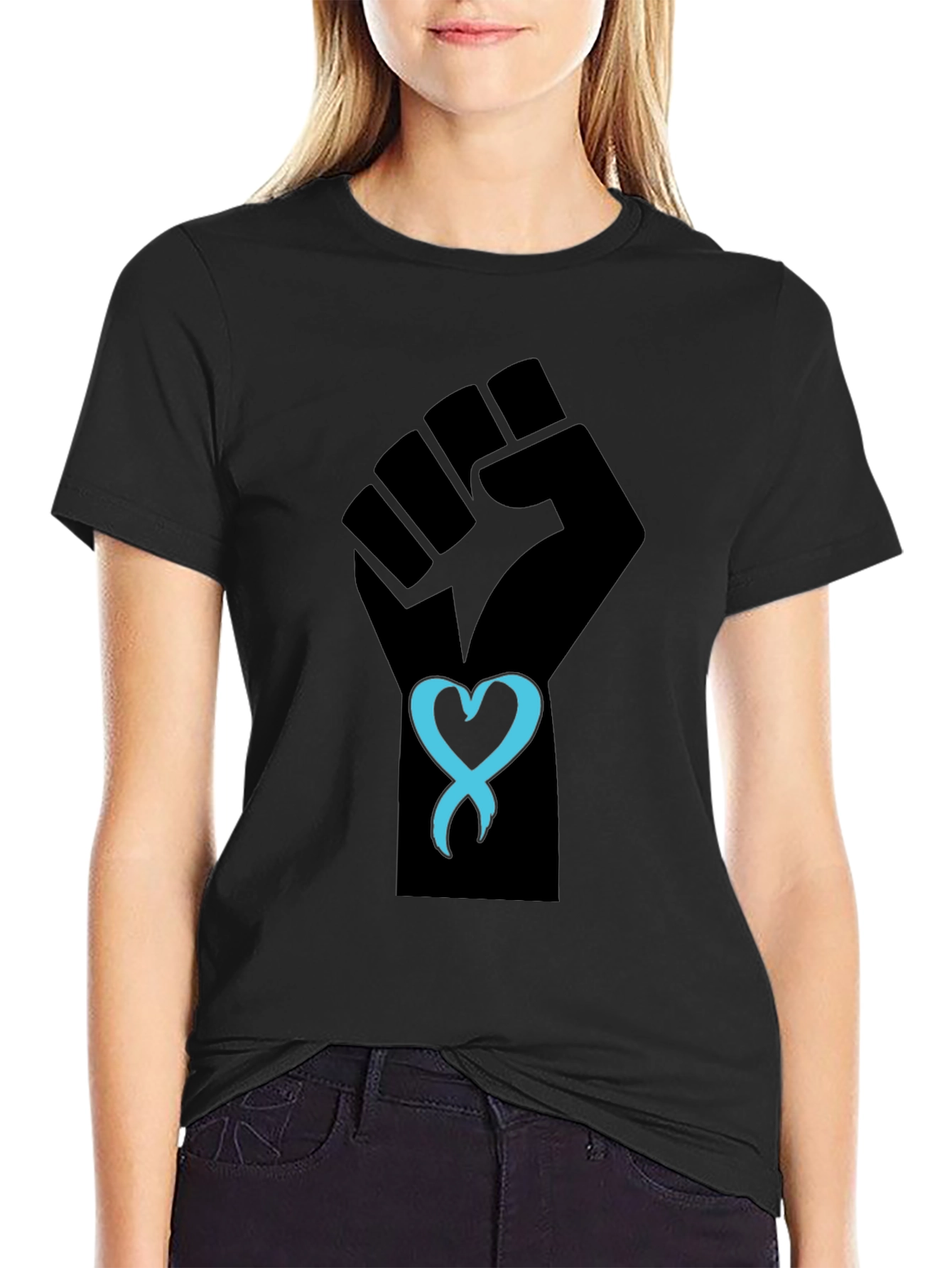 Empowered Heart Tee - Black Fist Graphic T-Shirt
