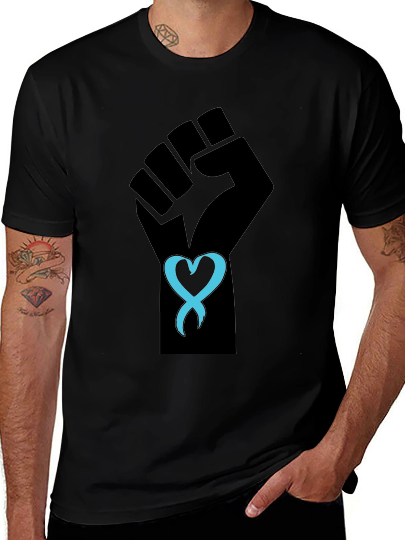 Empowered Heart Tee - Black Fist Graphic T-Shirt