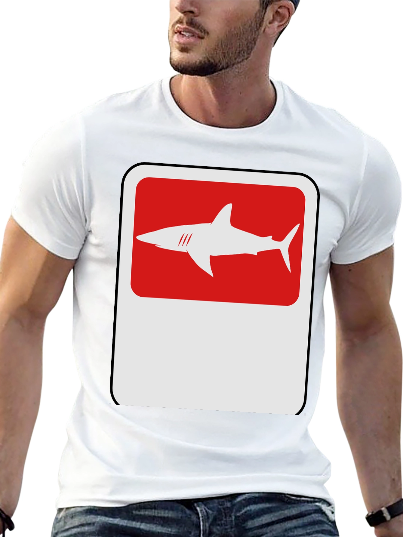 Shark Sign Graphic Tee - Modern Black T-Shirt