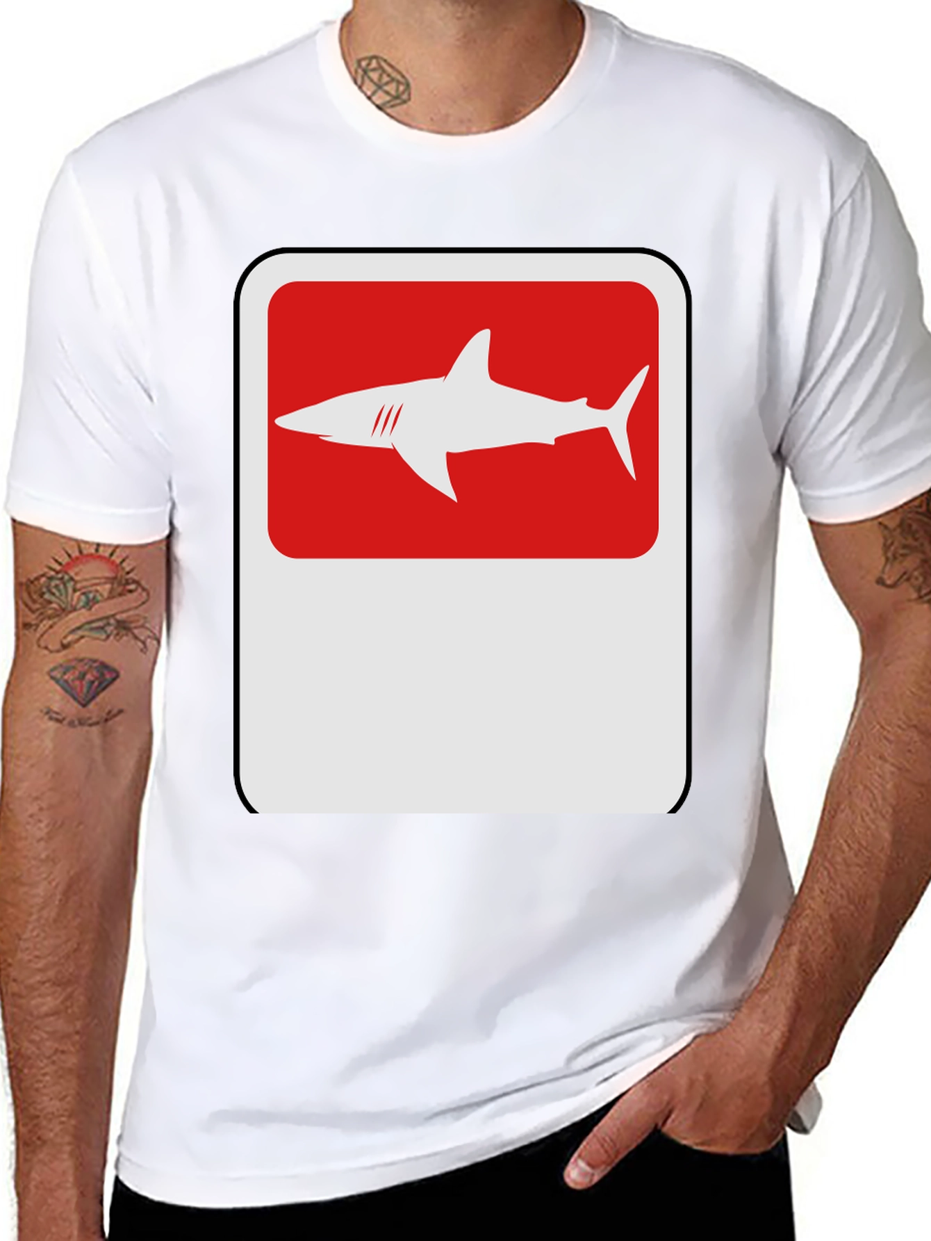 Shark Sign Graphic Tee - Modern Black T-Shirt