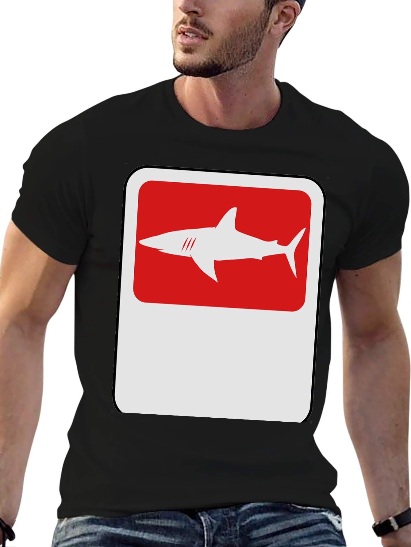 Shark Sign Graphic Tee - Modern Black T-Shirt