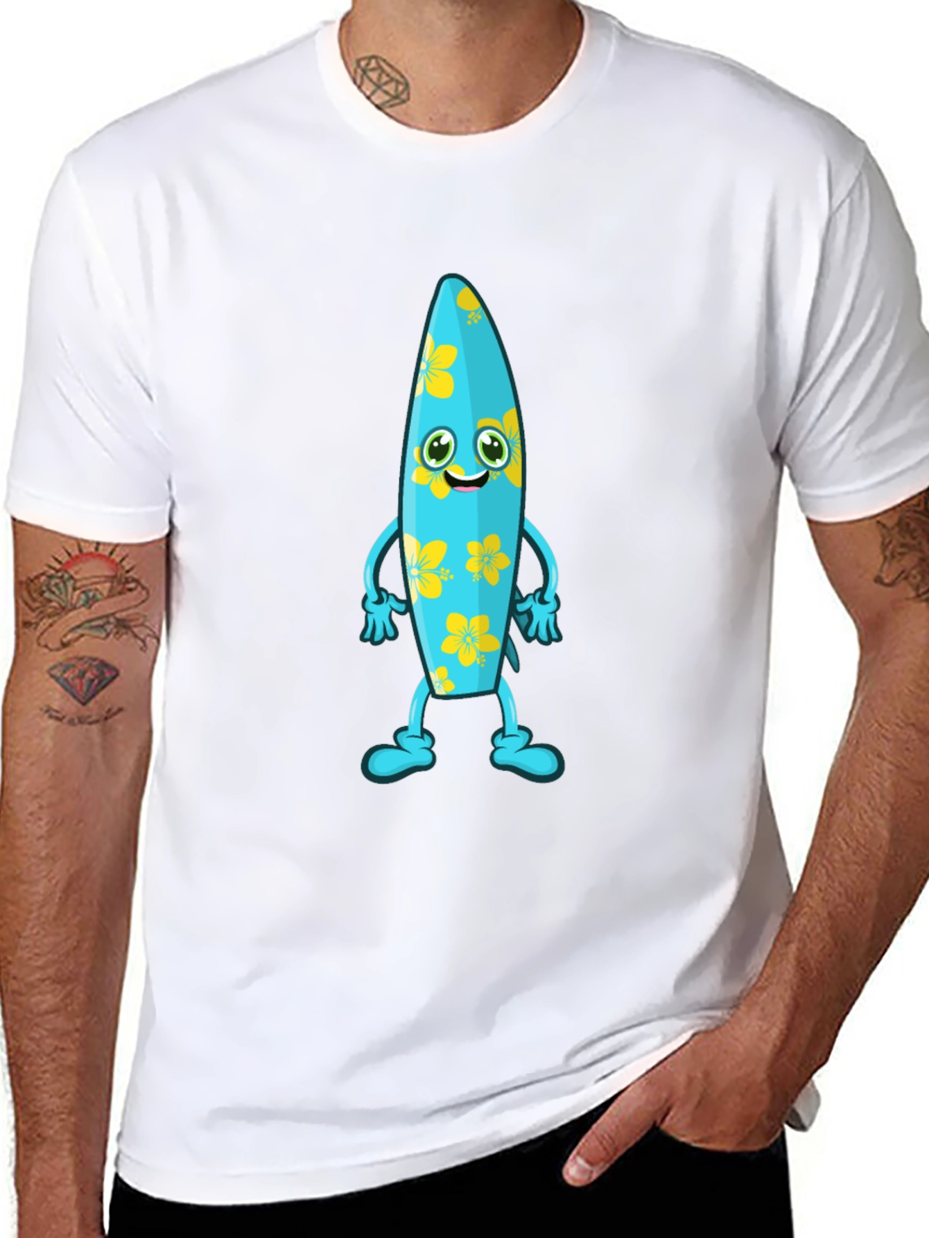 Fun Surfboard Character Graphic Tee