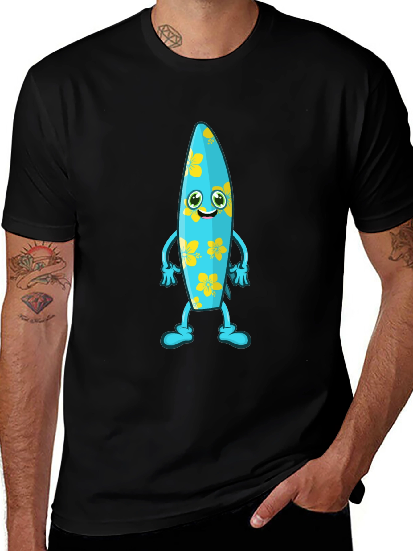 Fun Surfboard Character Graphic Tee