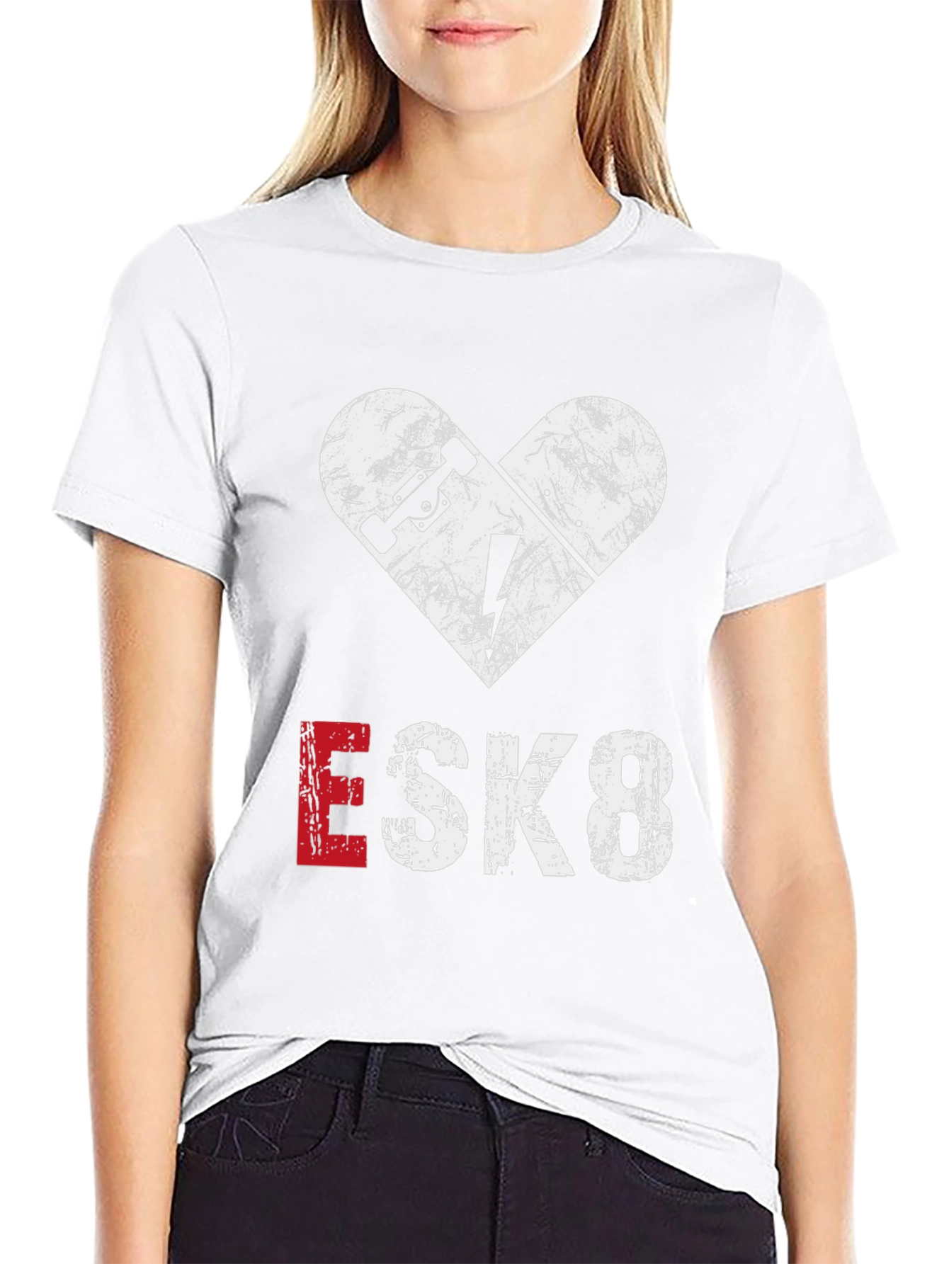 ESK8 Skateboard Heart Graphic Tee - Cool Casual Shirt
