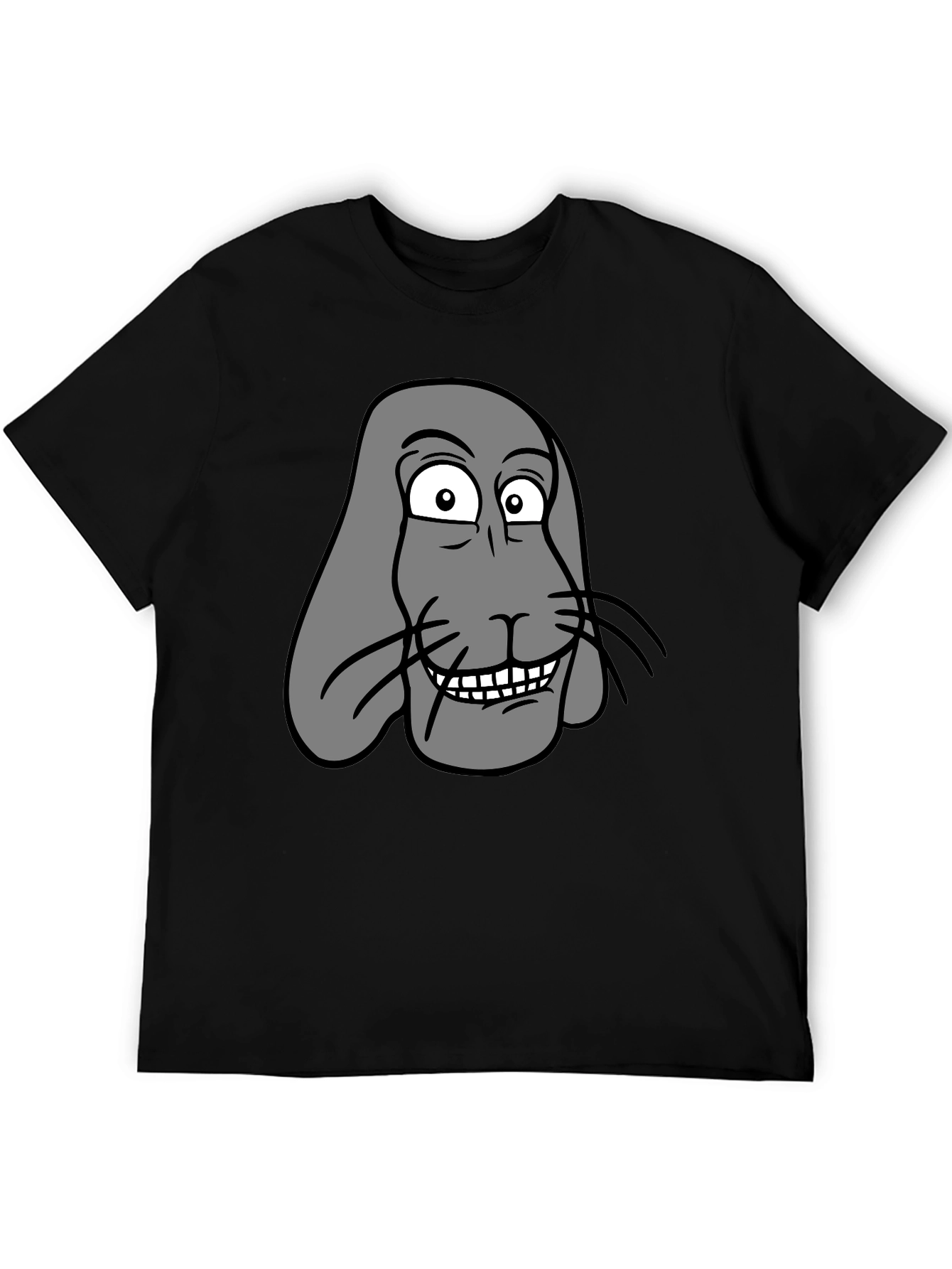 Funny Cartoon Animal Graphic Print Black T-Shirt