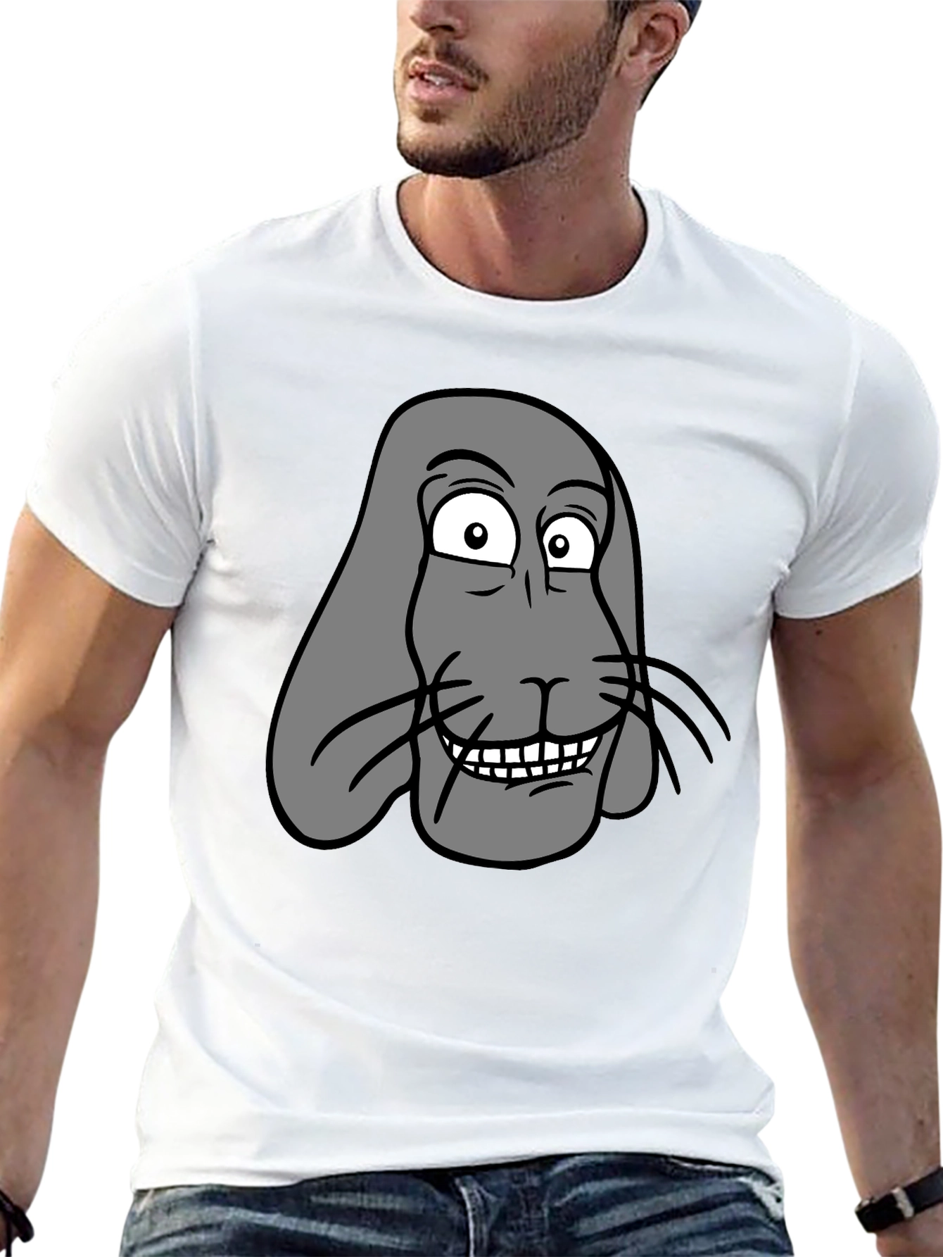 Funny Cartoon Animal Graphic Print Black T-Shirt