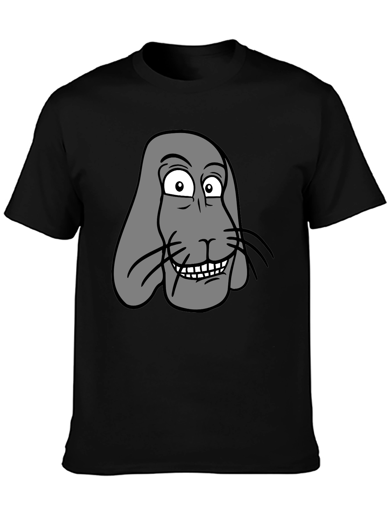Funny Cartoon Animal Graphic Print Black T-Shirt