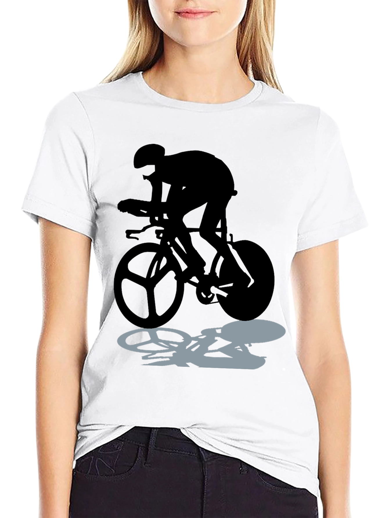 Cyclist Silhouette Graphic Tee - Black