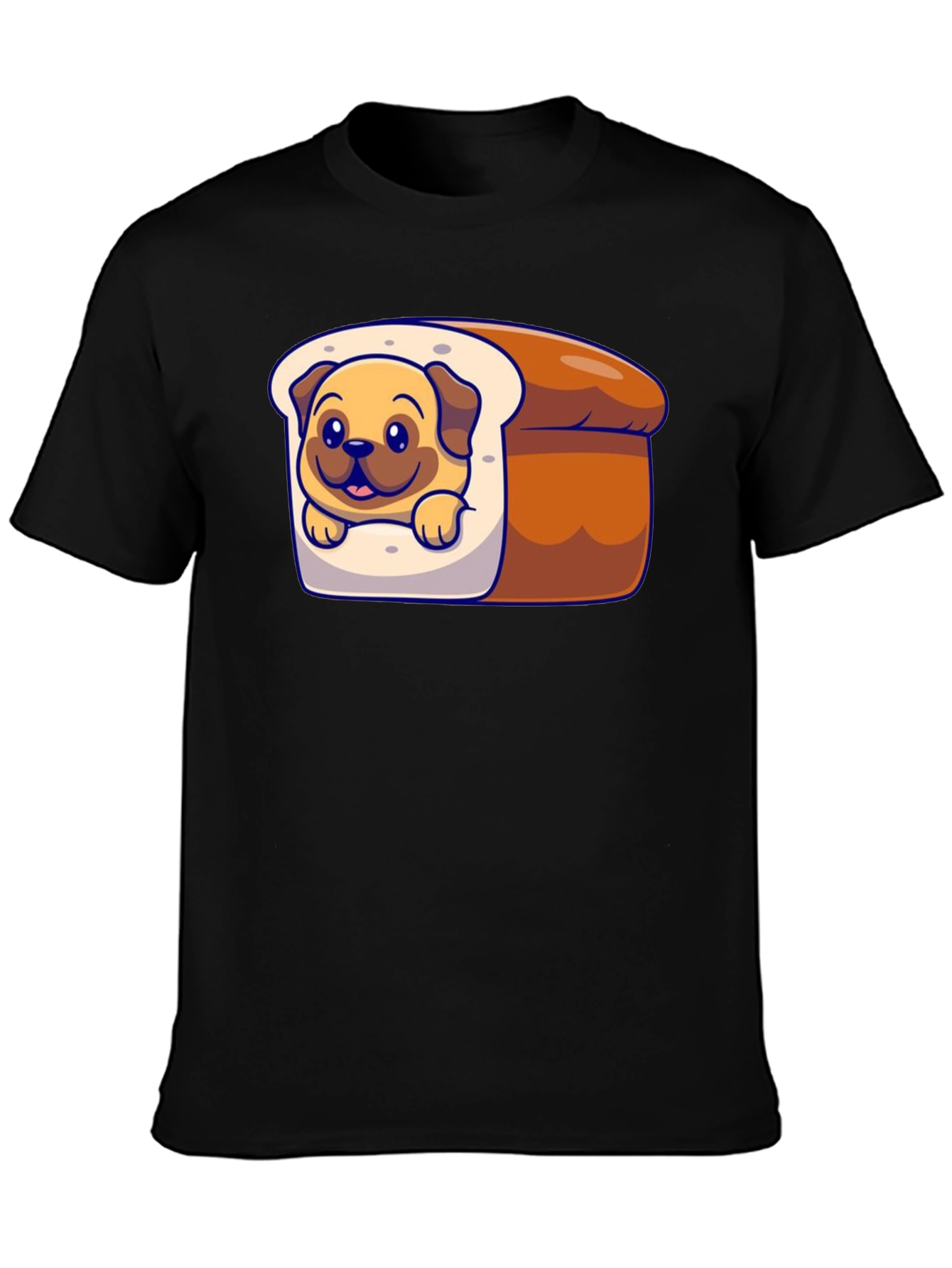 Cute Pug in Bread Loaf Graphic T-Shirt