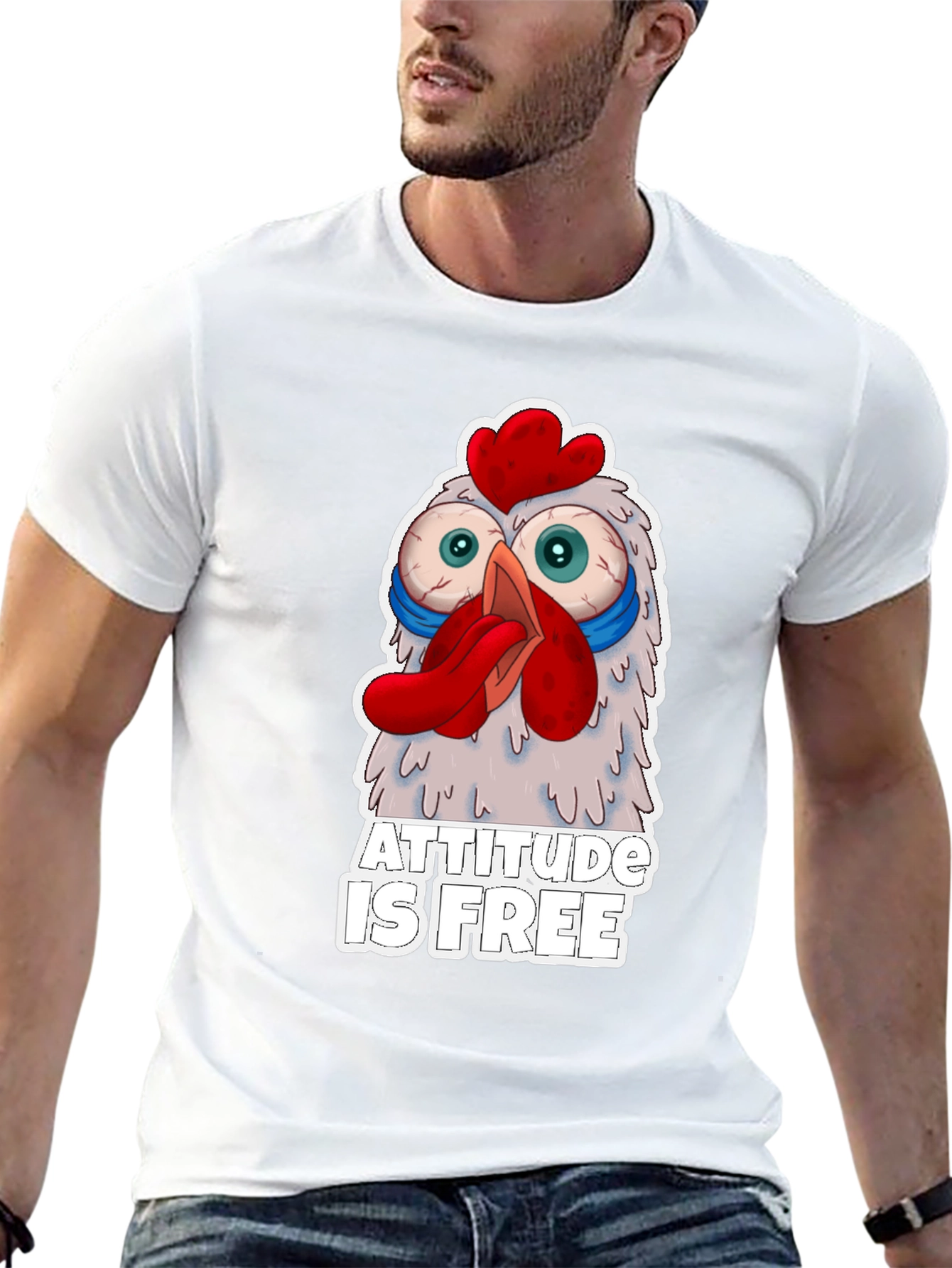 Attitude is Free Crazy Chicken Graphic Tee