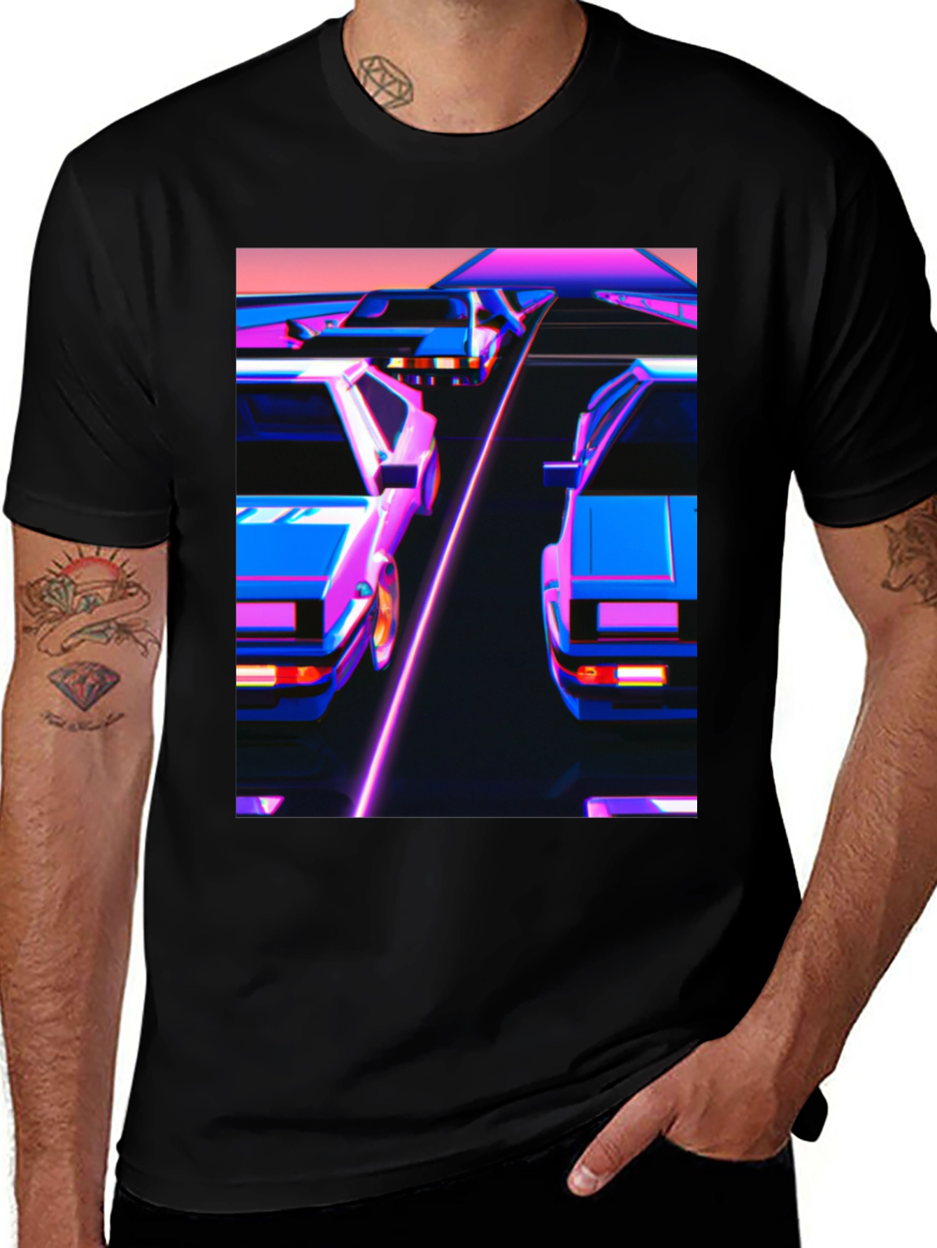 Retro Wave Cars Graphic Tee