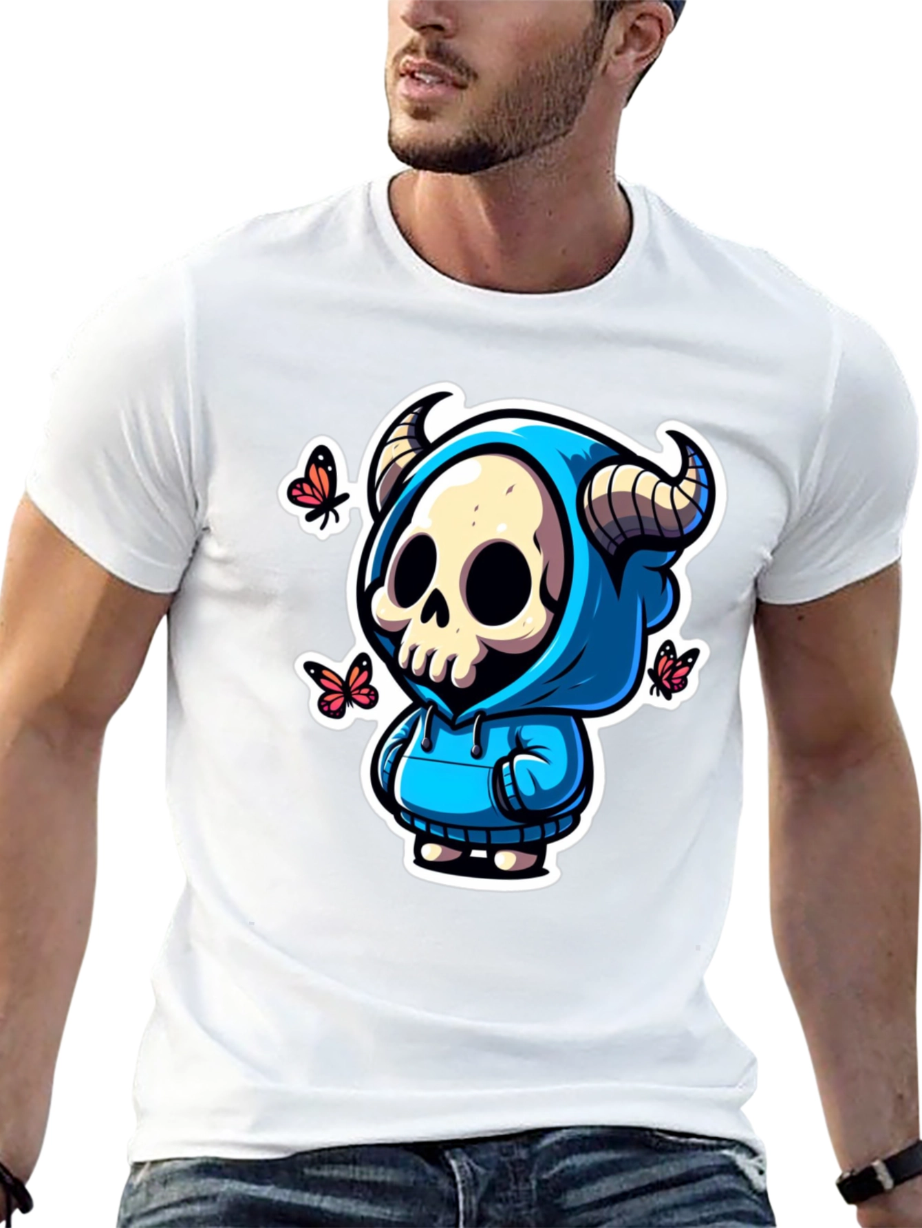 Skull Horns Hoodie T-Shirt