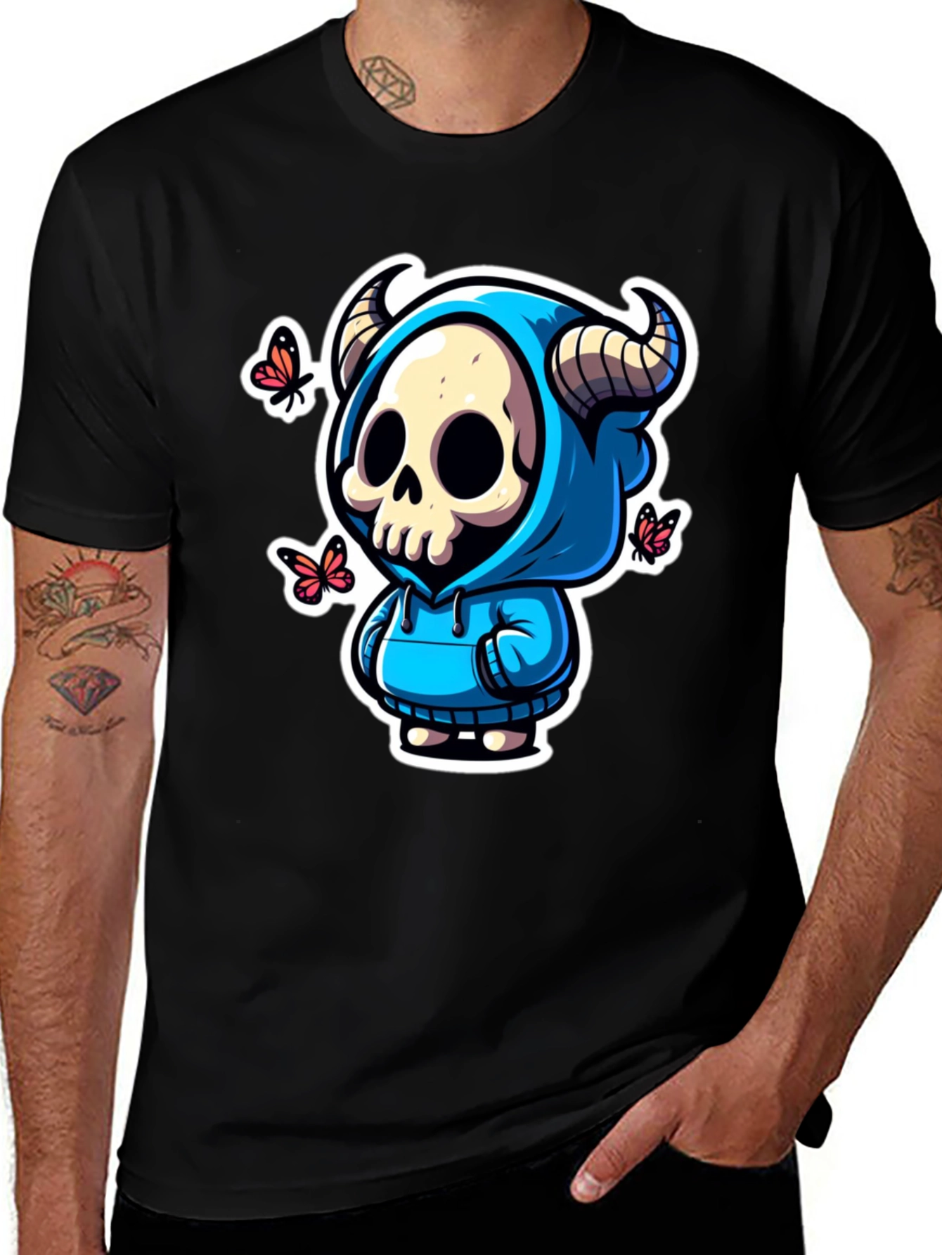 Skull Horns Hoodie T-Shirt