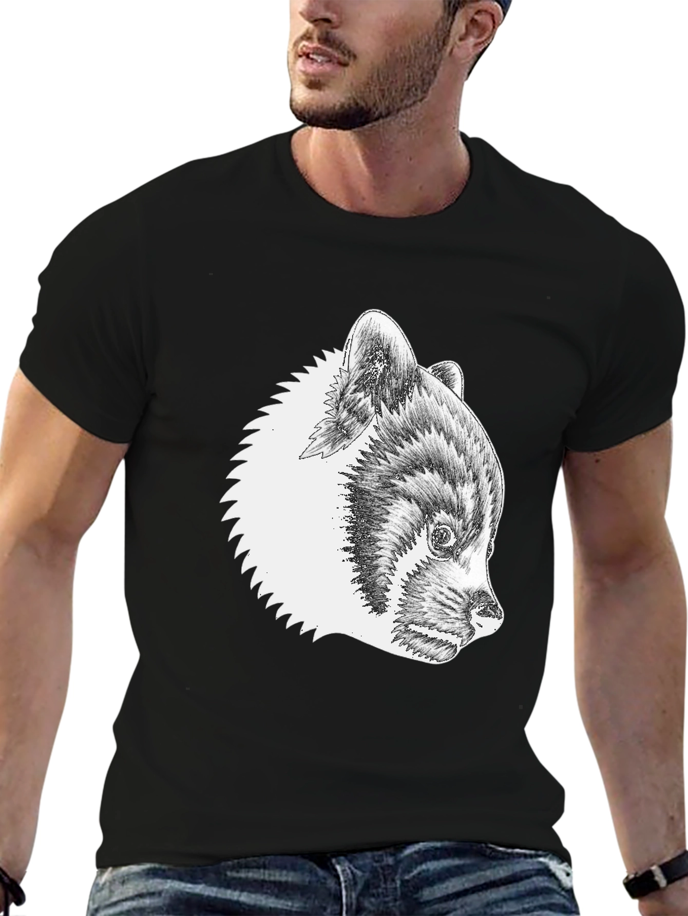Red Panda Graphic Tee - Black Cotton T-Shirt