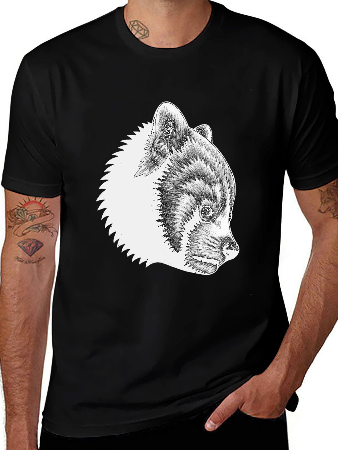 Red Panda Graphic Tee - Black Cotton T-Shirt