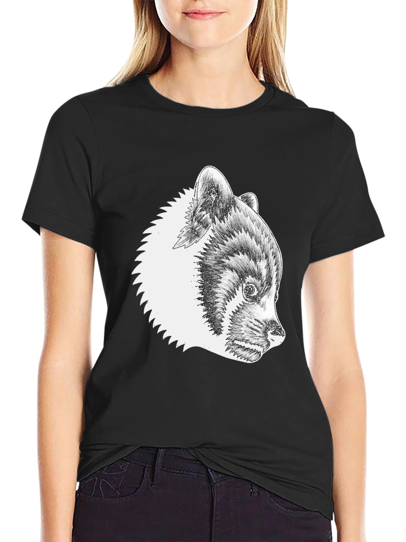 Red Panda Graphic Tee - Black Cotton T-Shirt