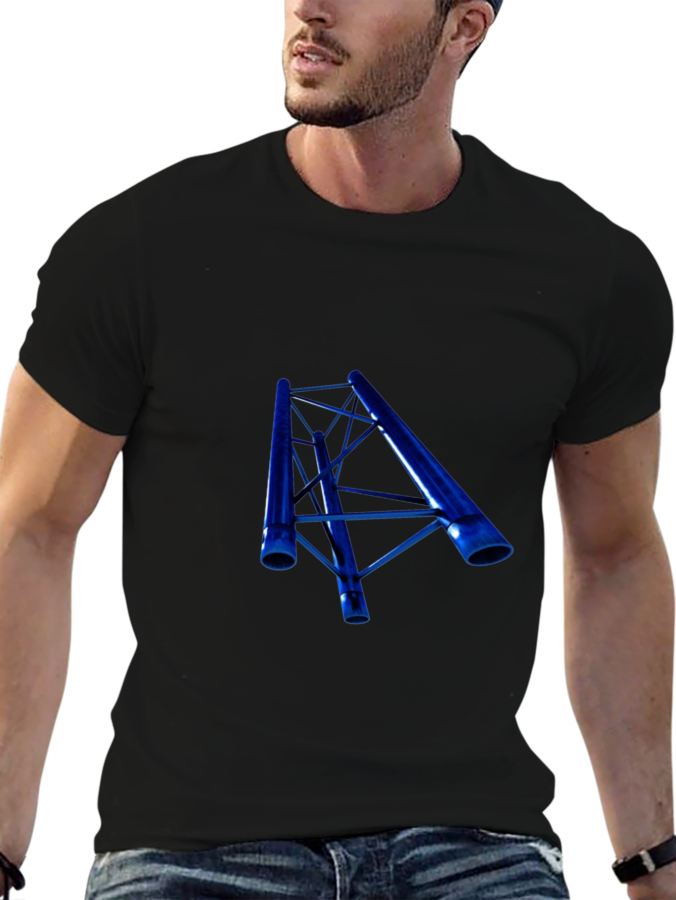 Blue Truss Graphic Black T-Shirt